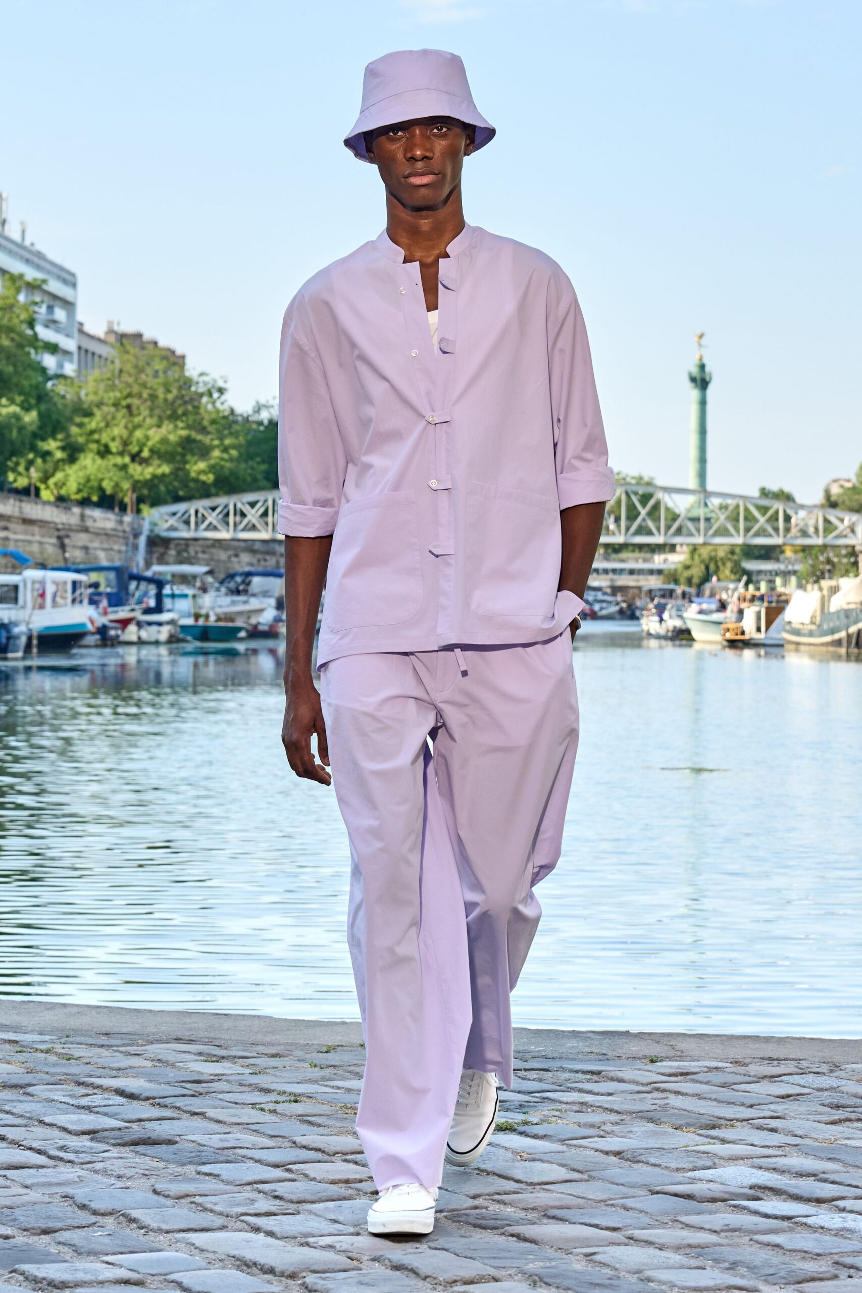 purple cotton short-sleeve collared relaxed shirt