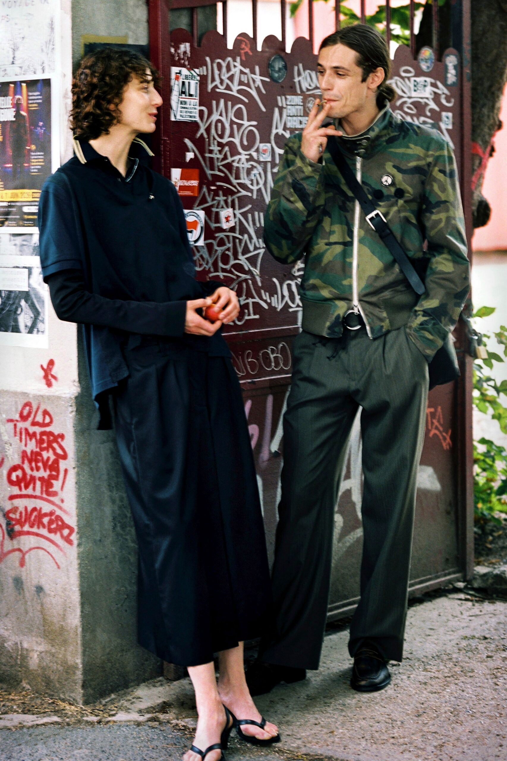 gray tailored pleated pants