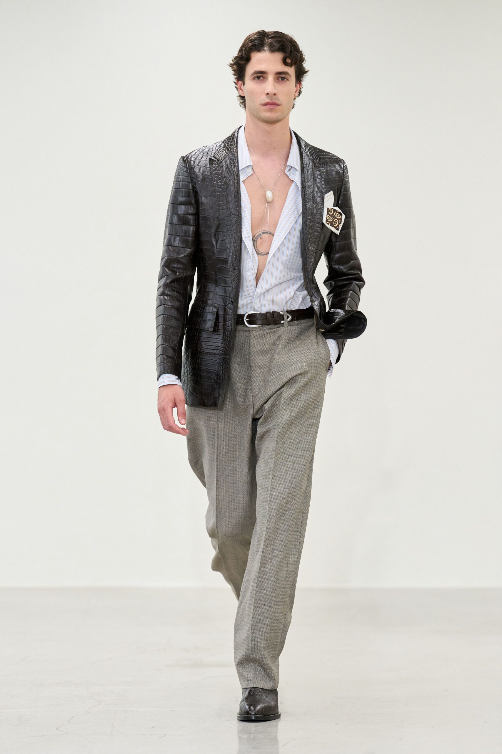 black leather long-sleeve collared tailored zippered blazer