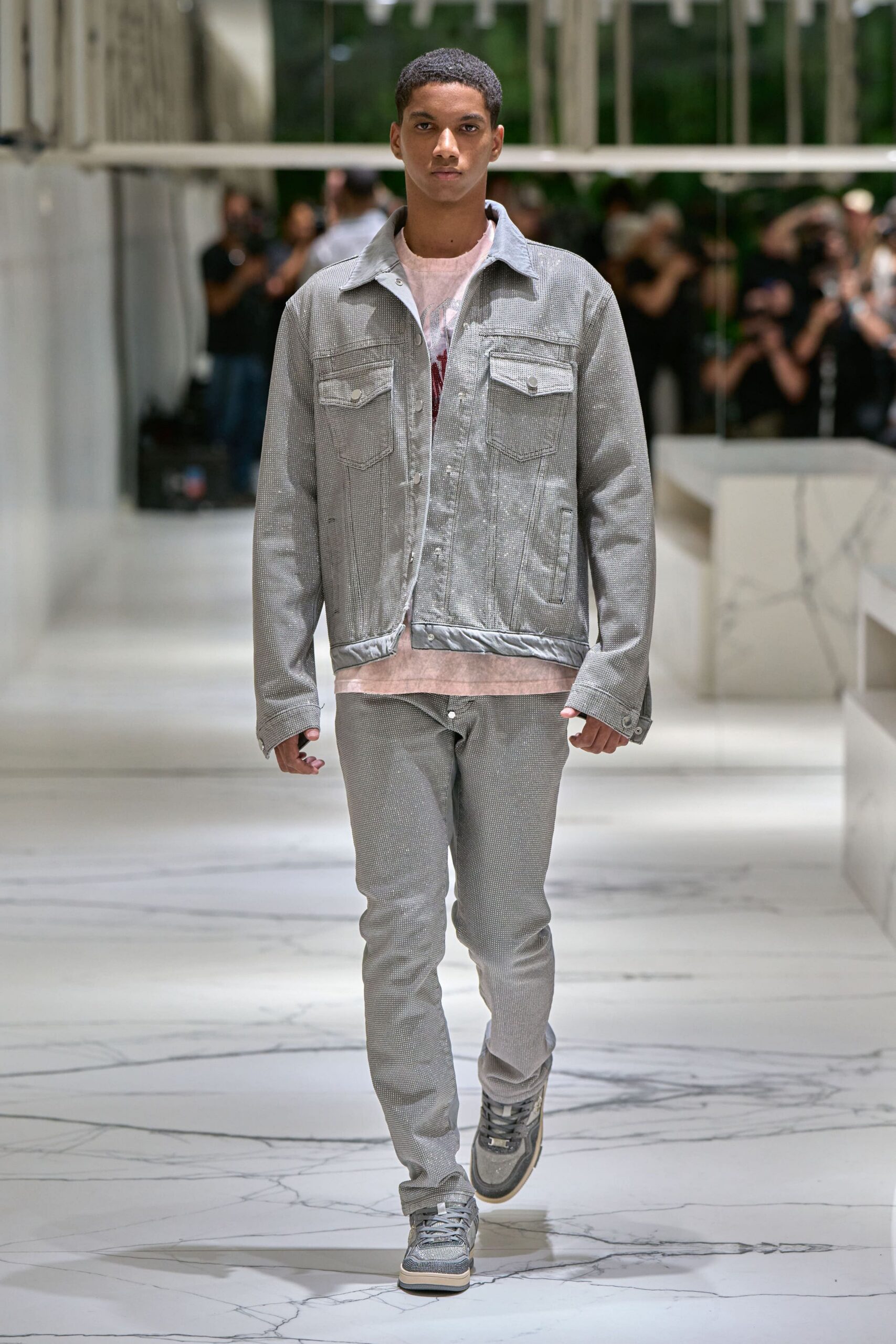 gray cotton fitted zippered pants