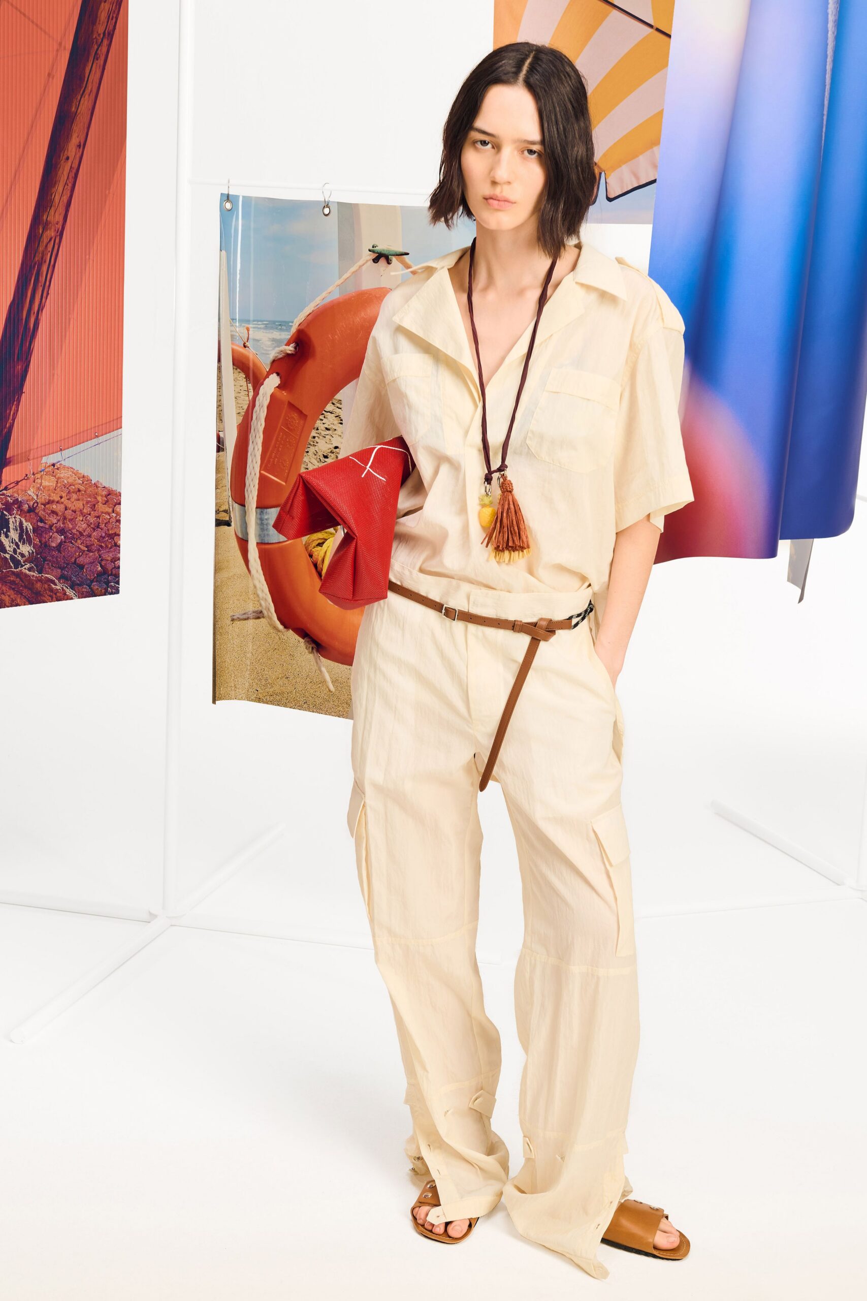 beige relaxed shirt and pants