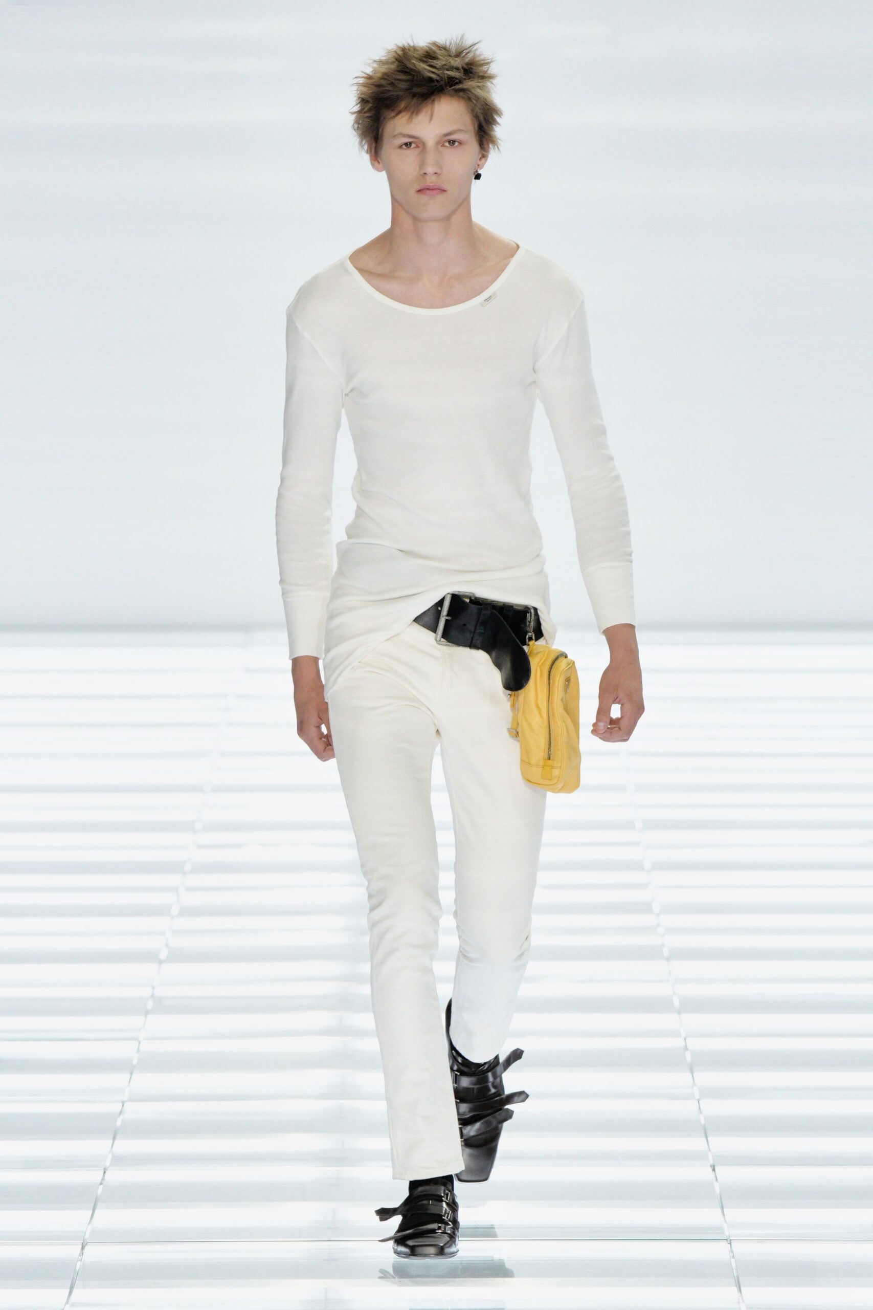 white fitted shirt and pants