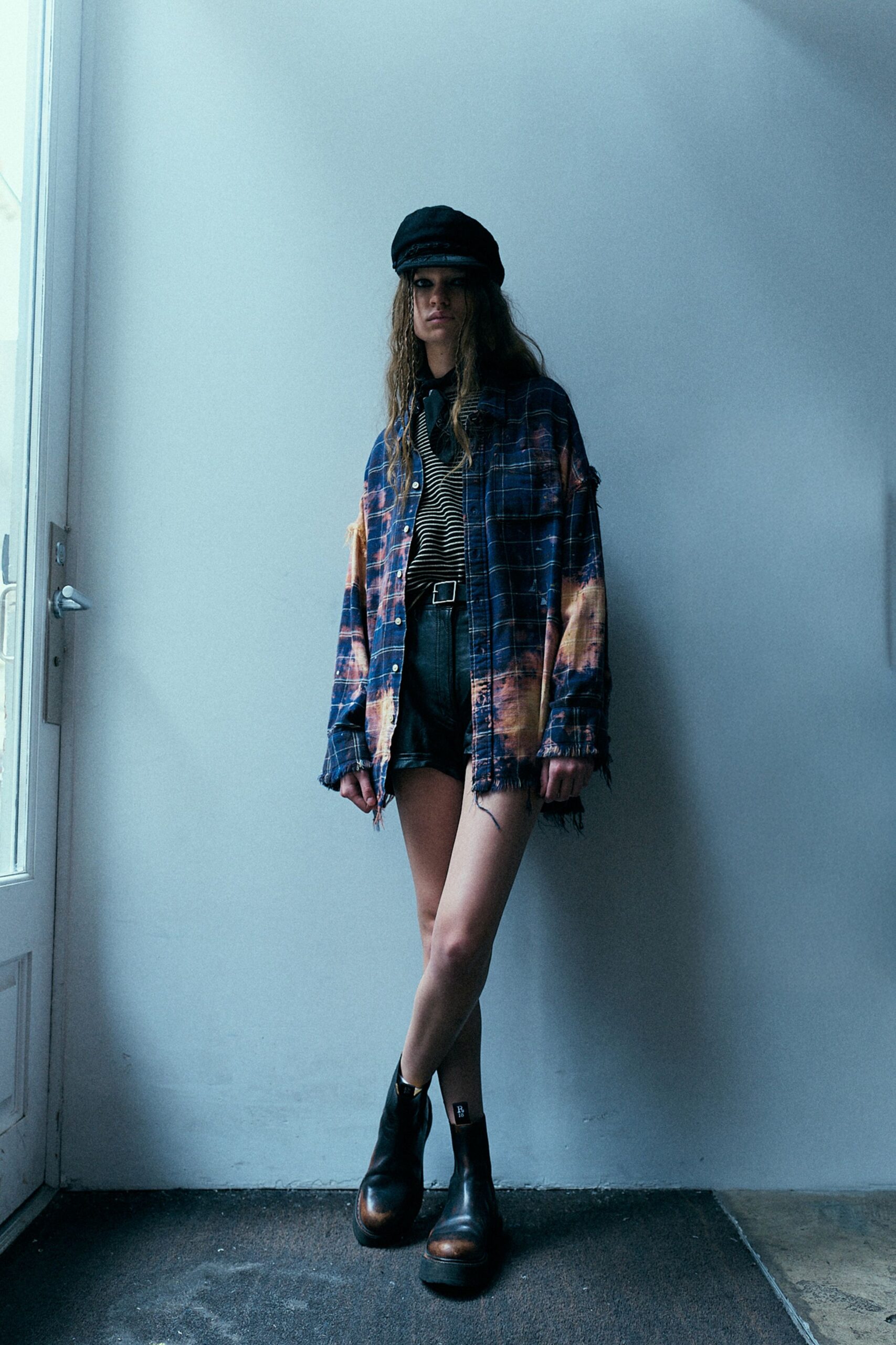relaxed blue shirt with black shorts