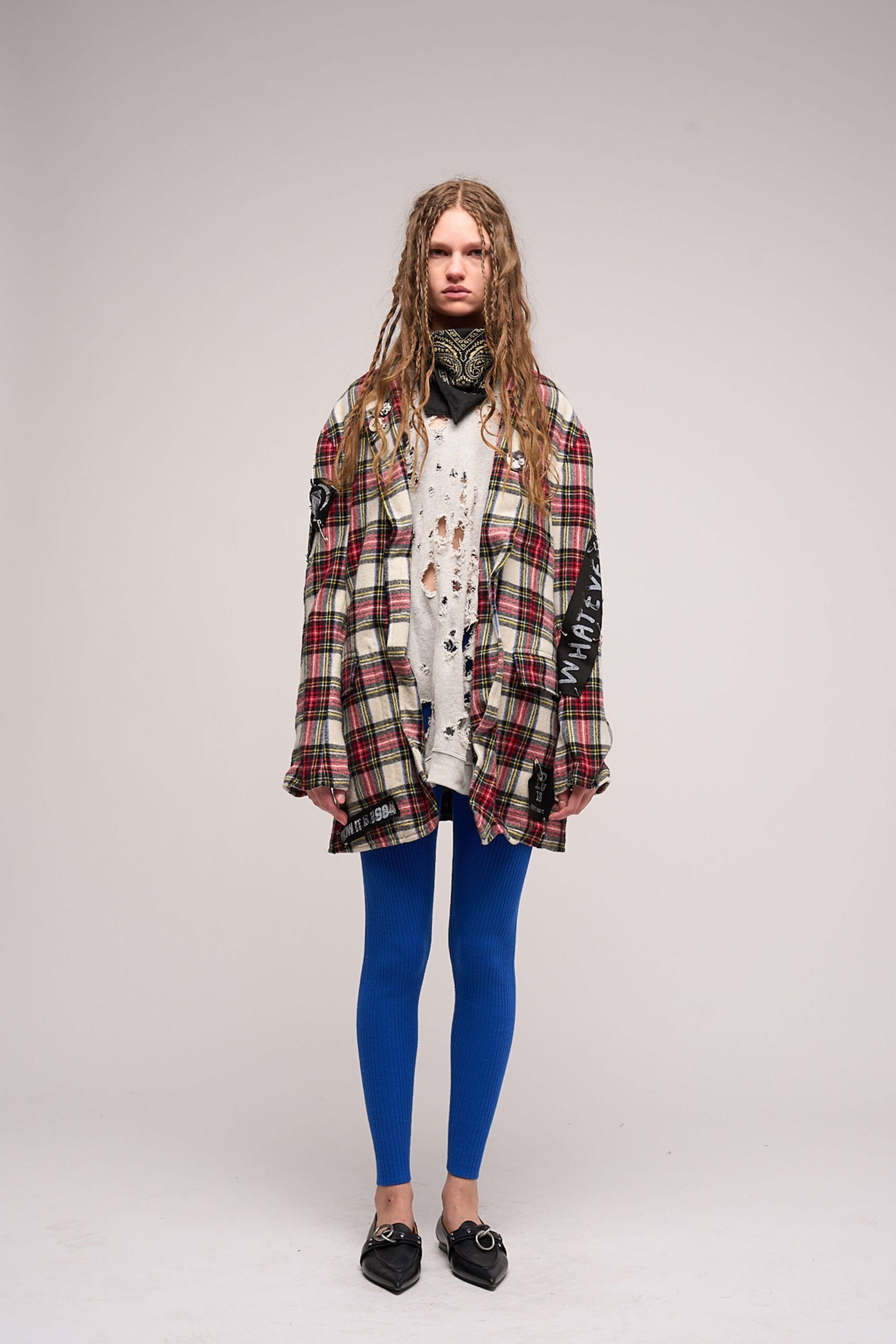oversized plaid jacket with leggings