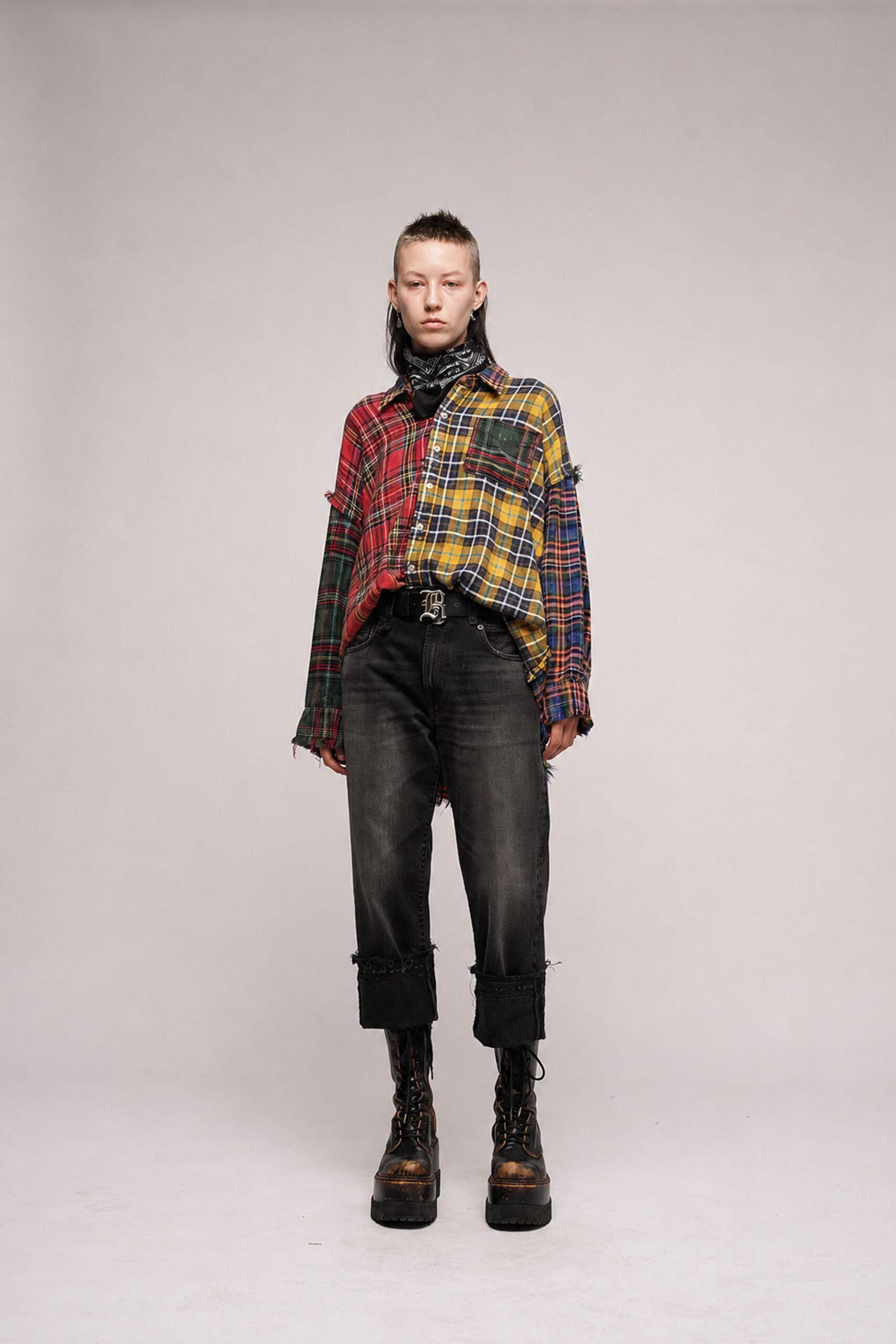 plaid relaxed shirt with cropped pants