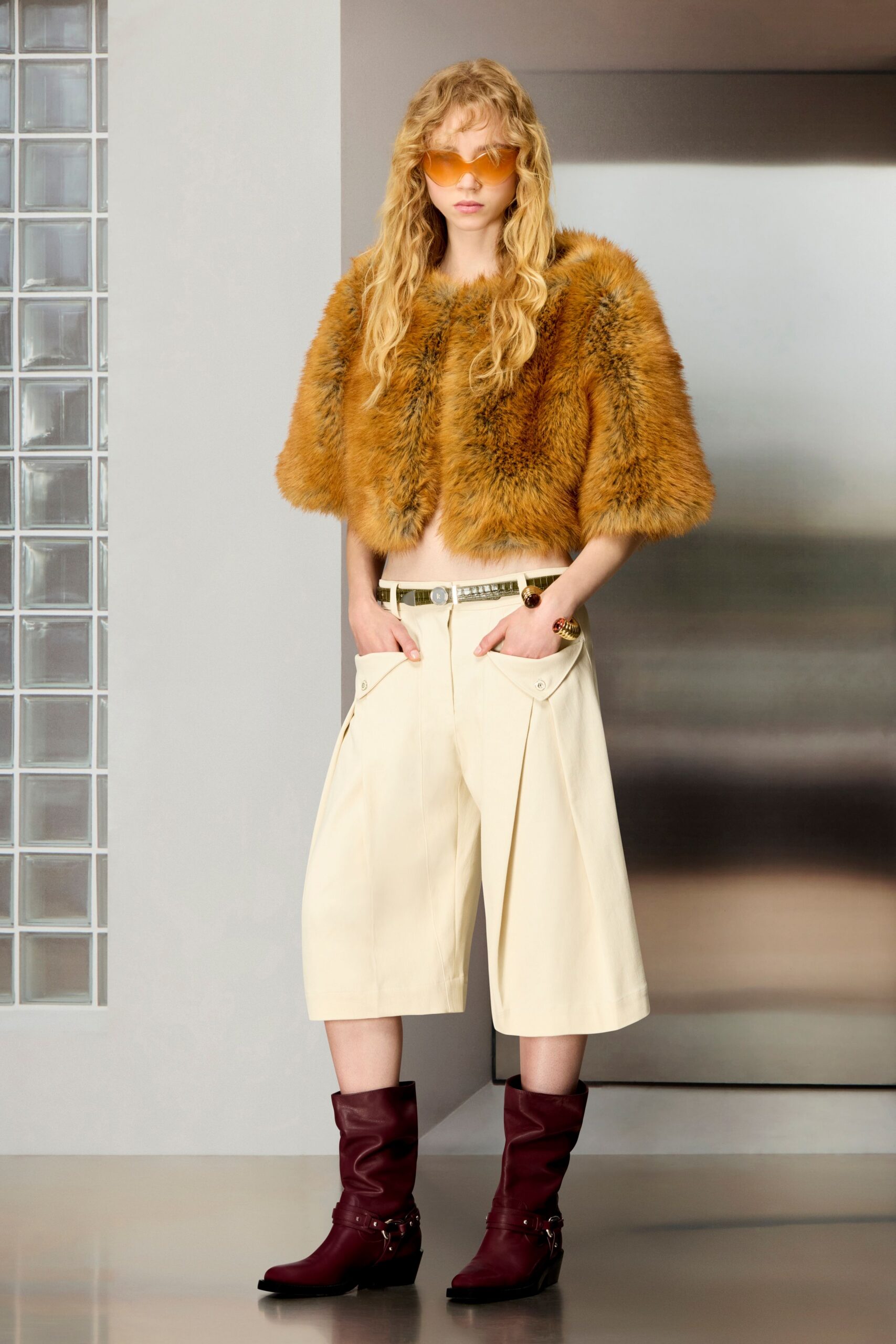 brown fur sleeveless relaxed top