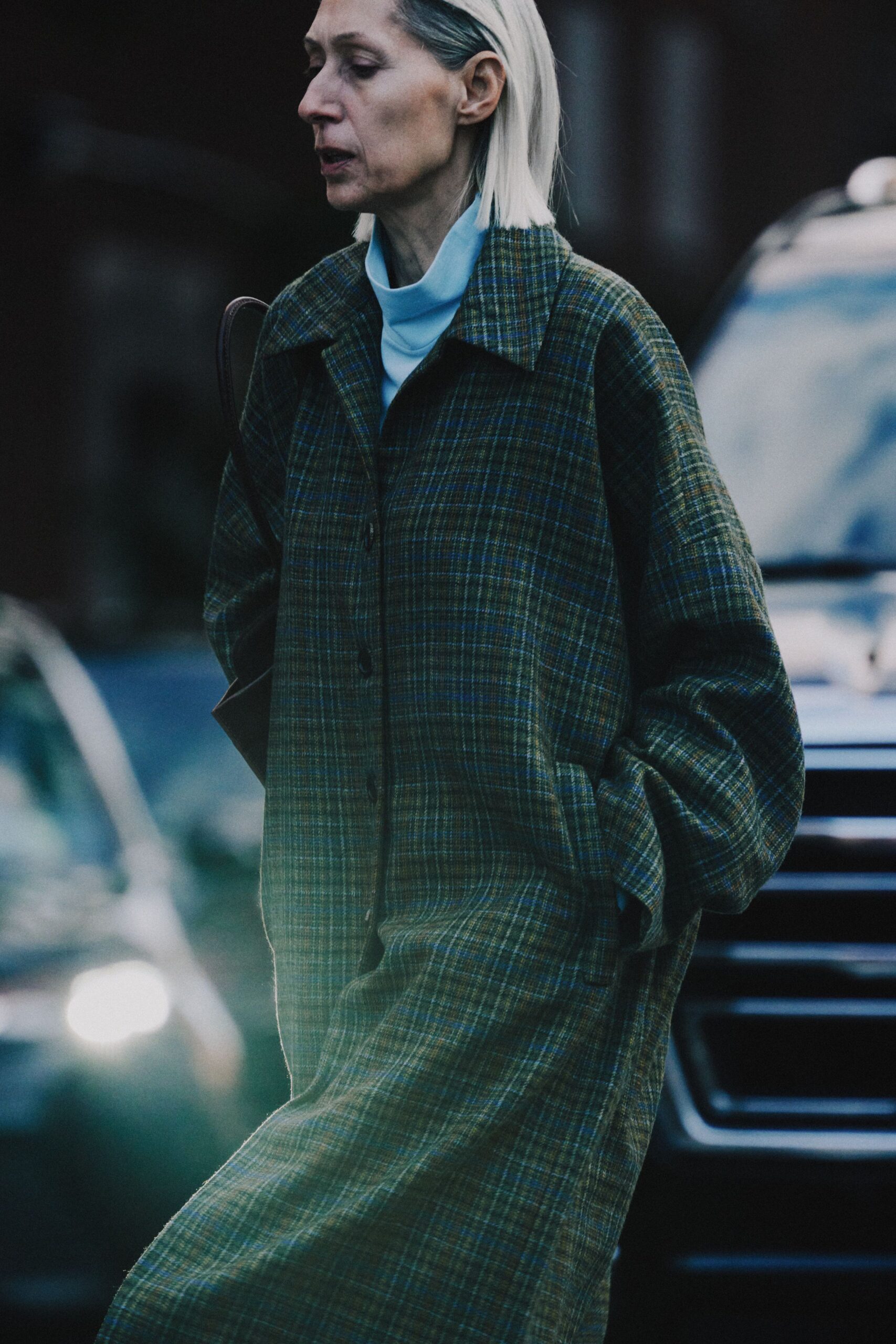 oversized checked wool coat