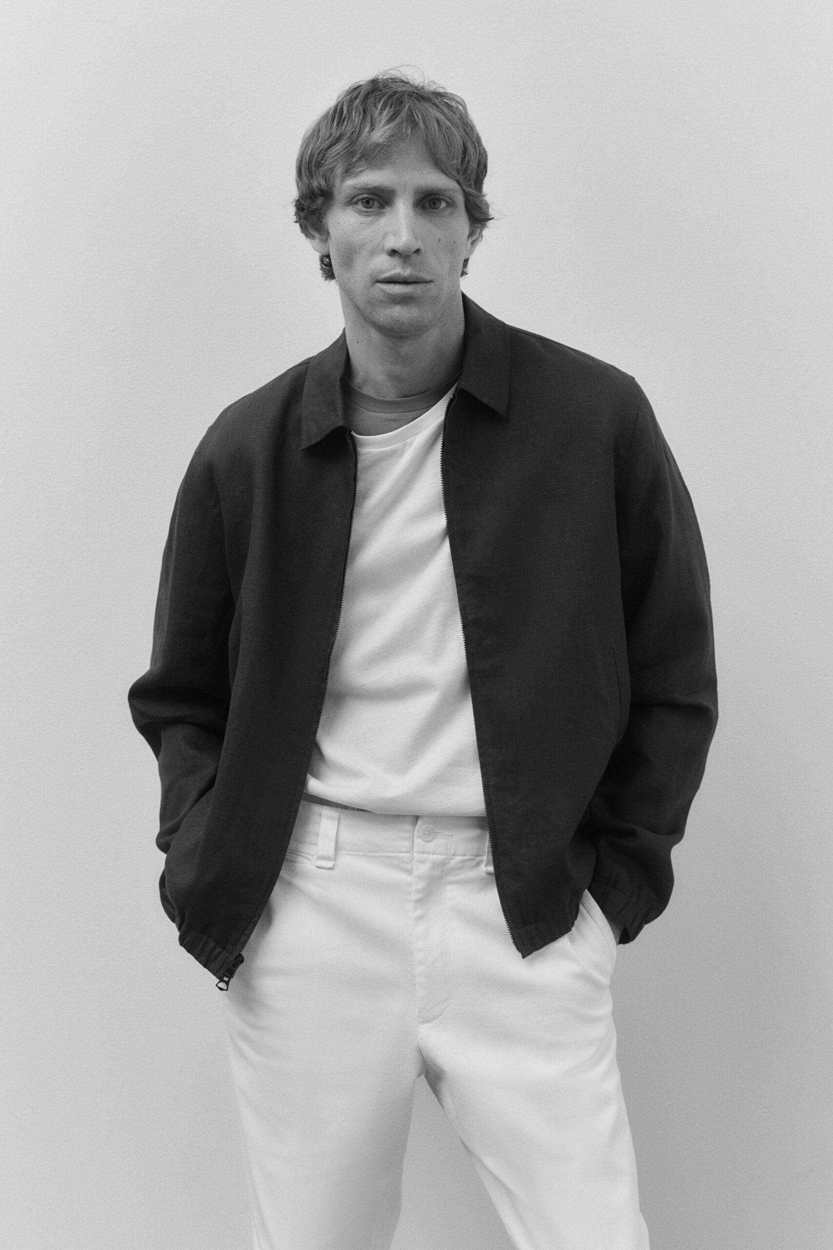 white cotton tailored pants