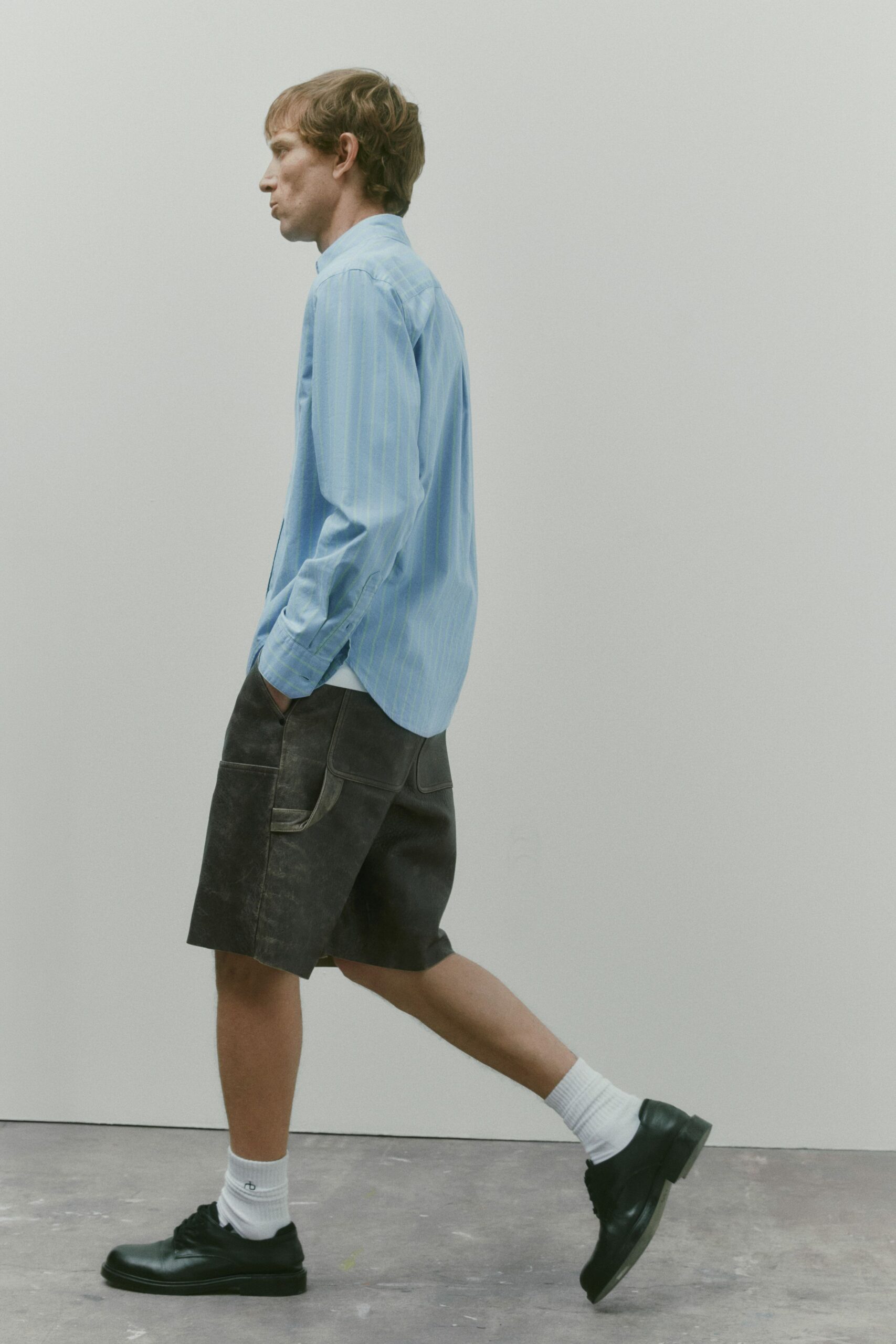 brown denim relaxed pockets shorts