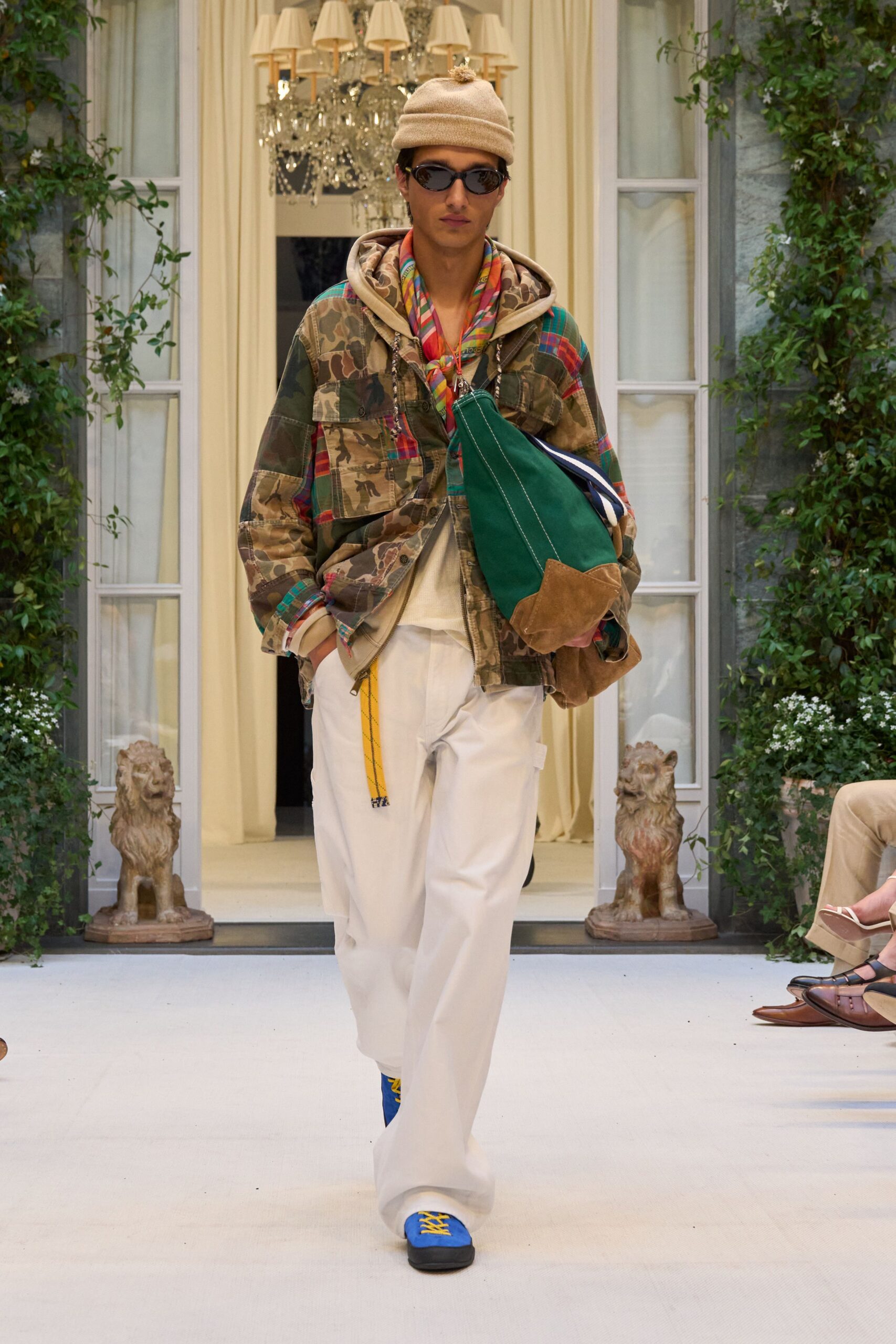 camouflage jacket with relaxed pants