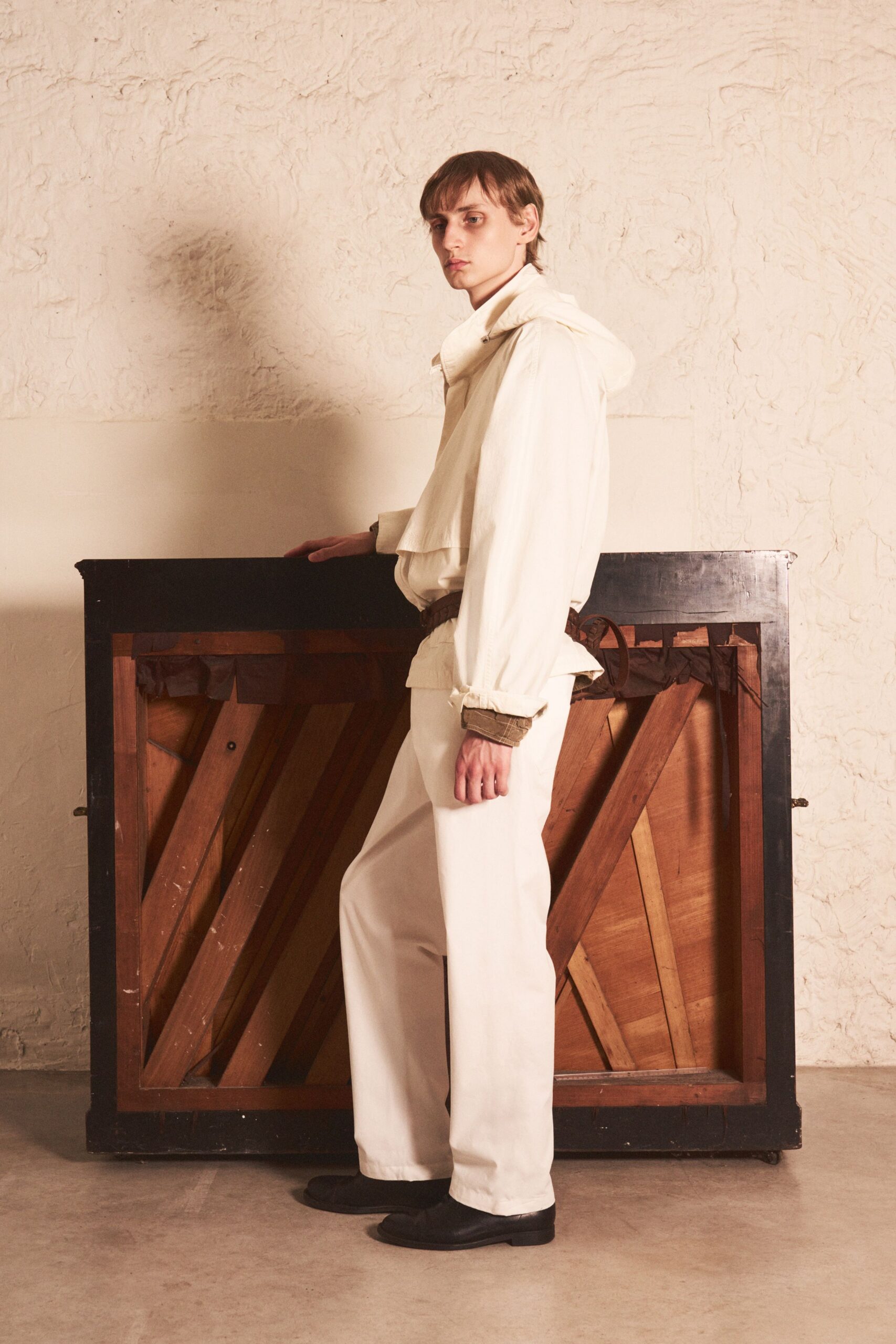 white relaxed jacket and pants