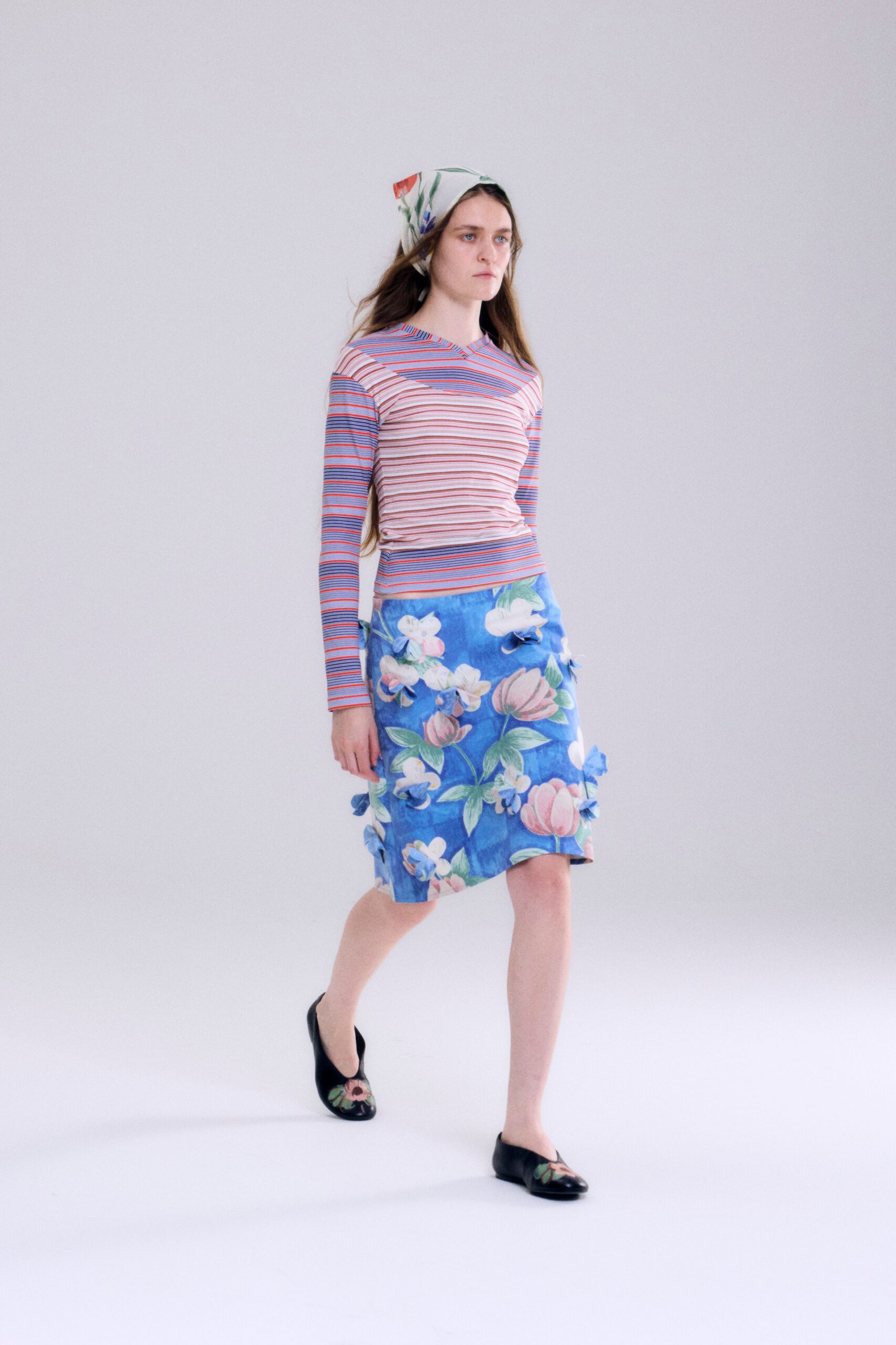 striped top floral skirt