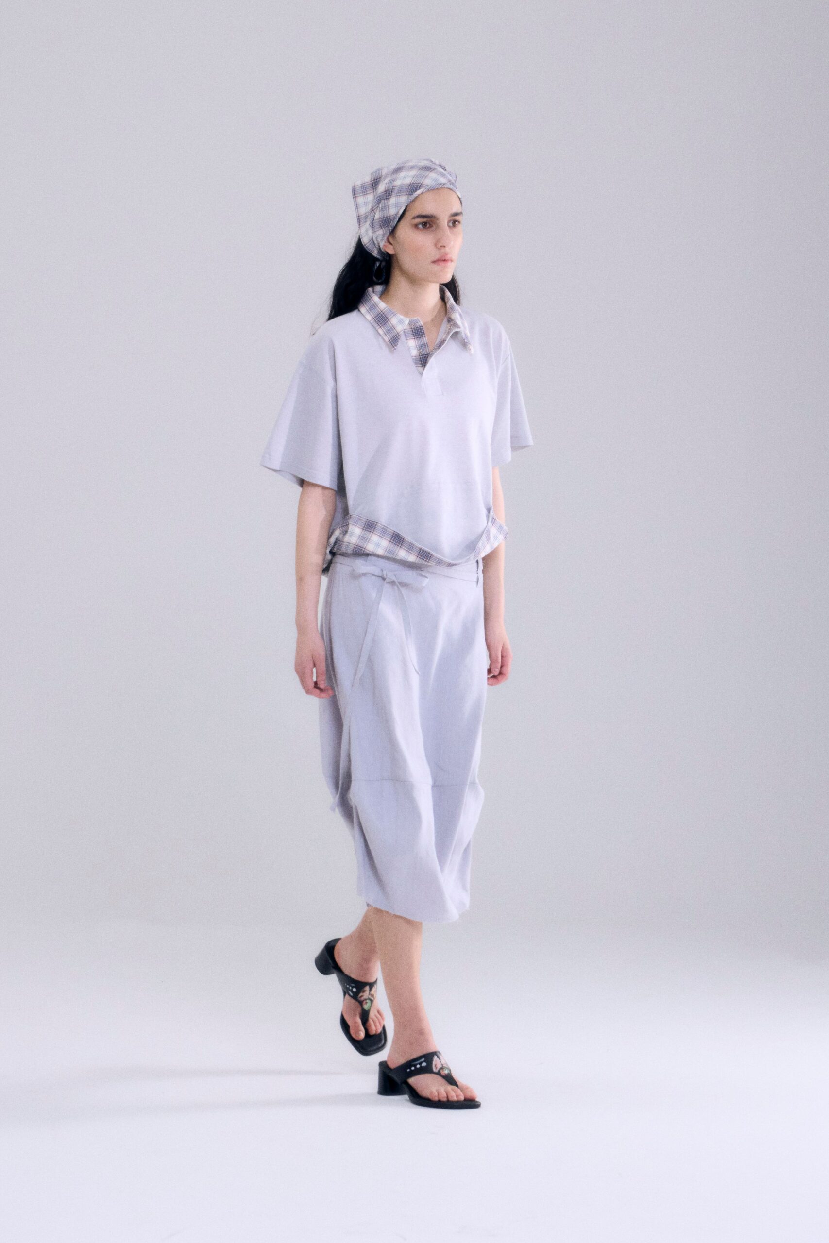 gray relaxed top and skirt