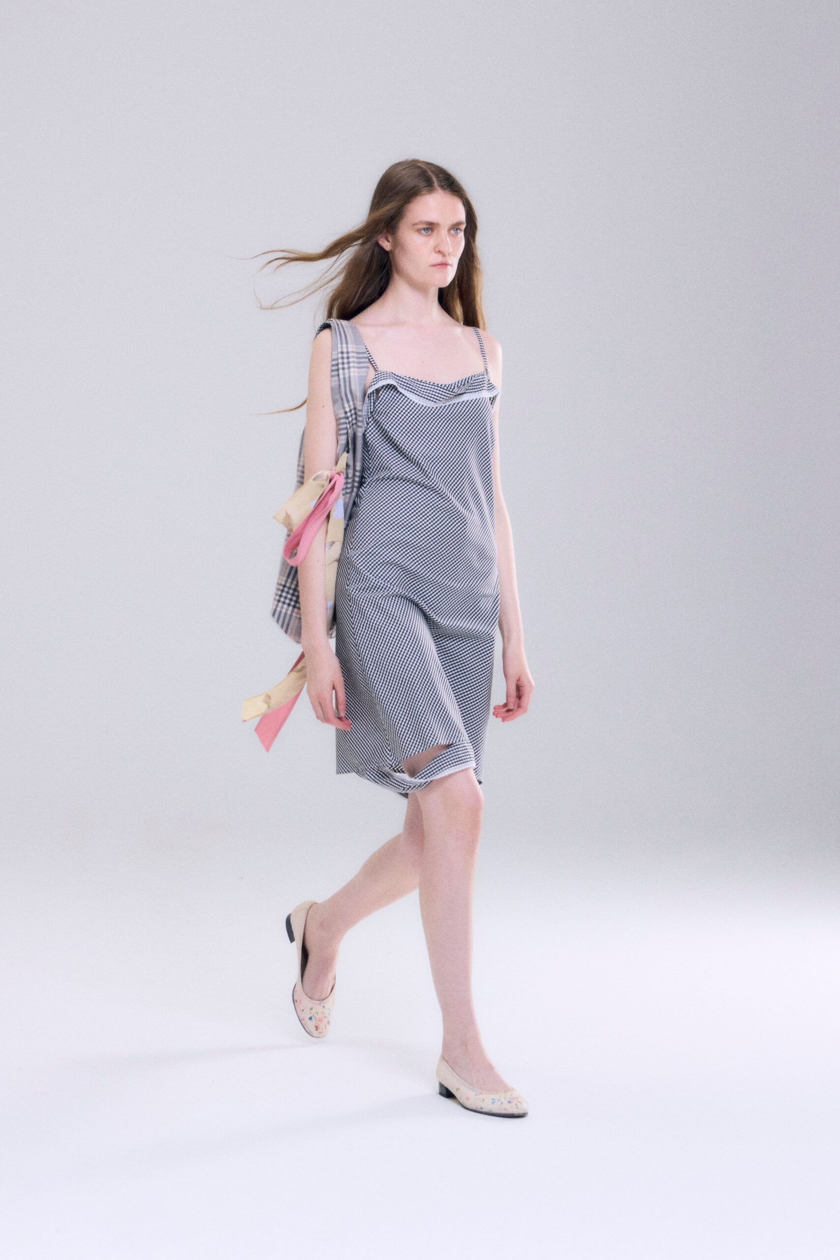 blue cotton sleeveless v-neck fitted ruffled layered dress