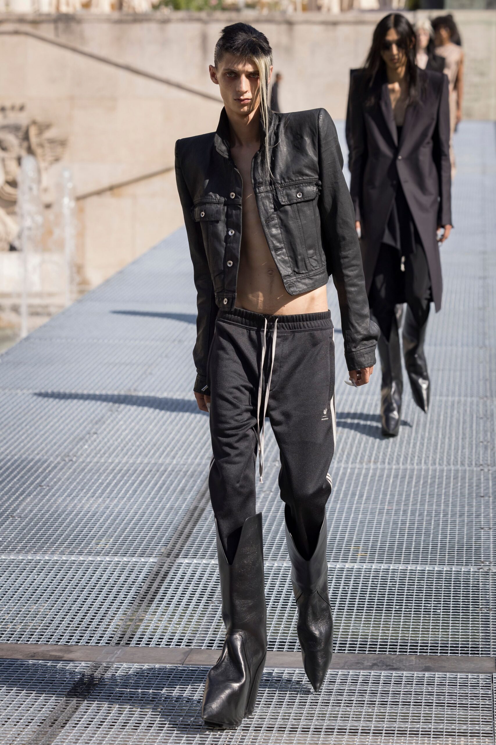 black leather jacket and pants