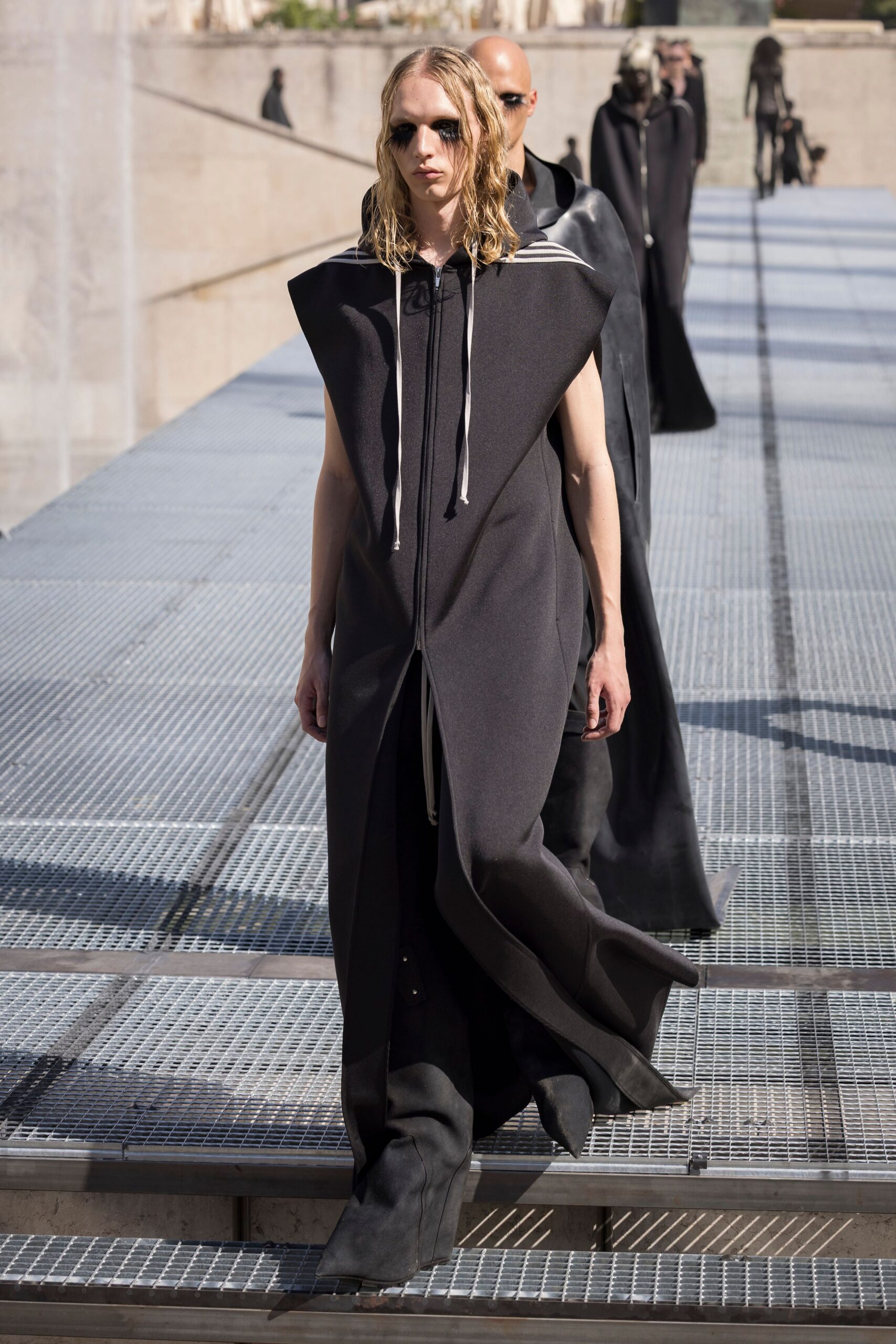 black wool hooded cape with boots