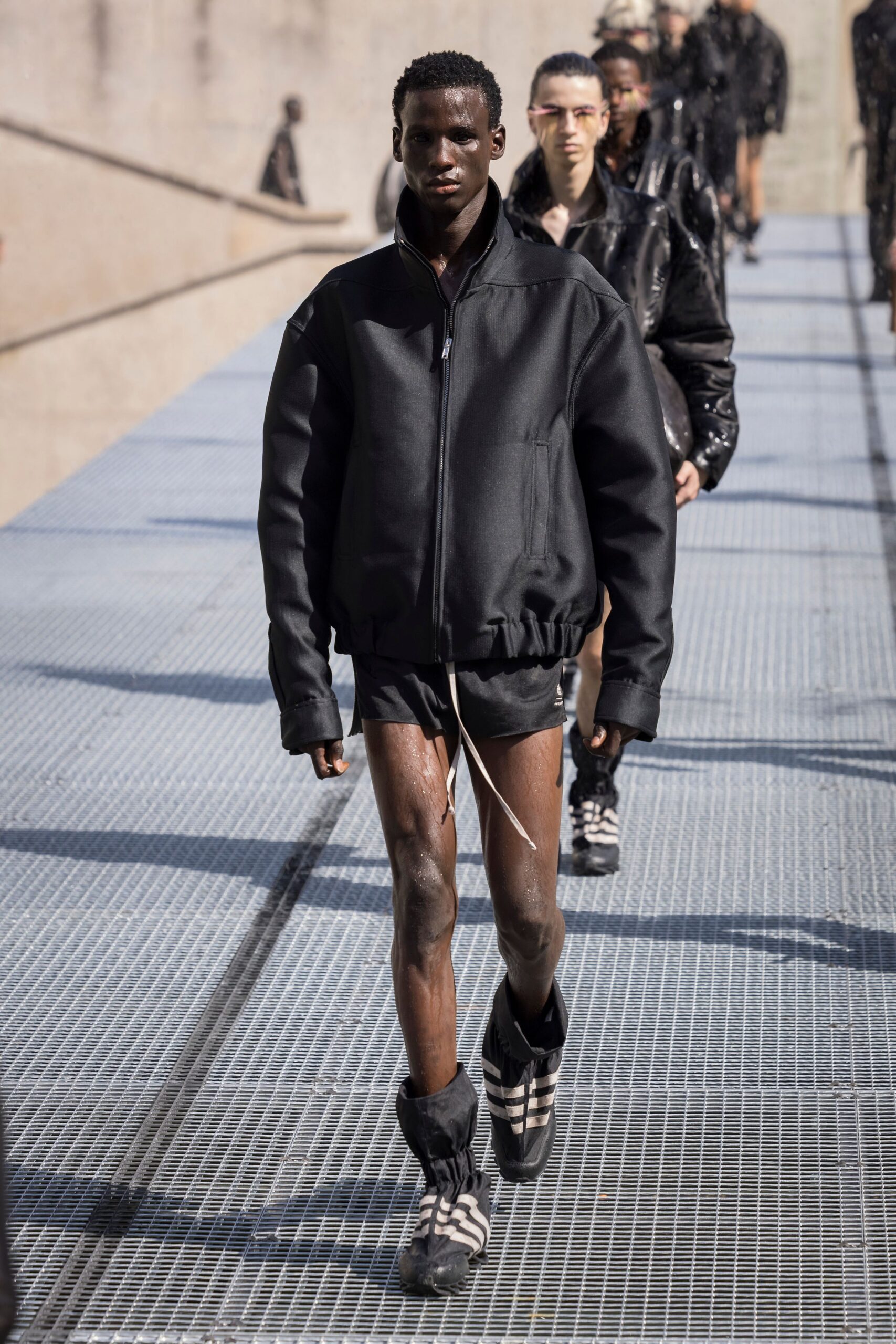 black oversized jacket with shorts