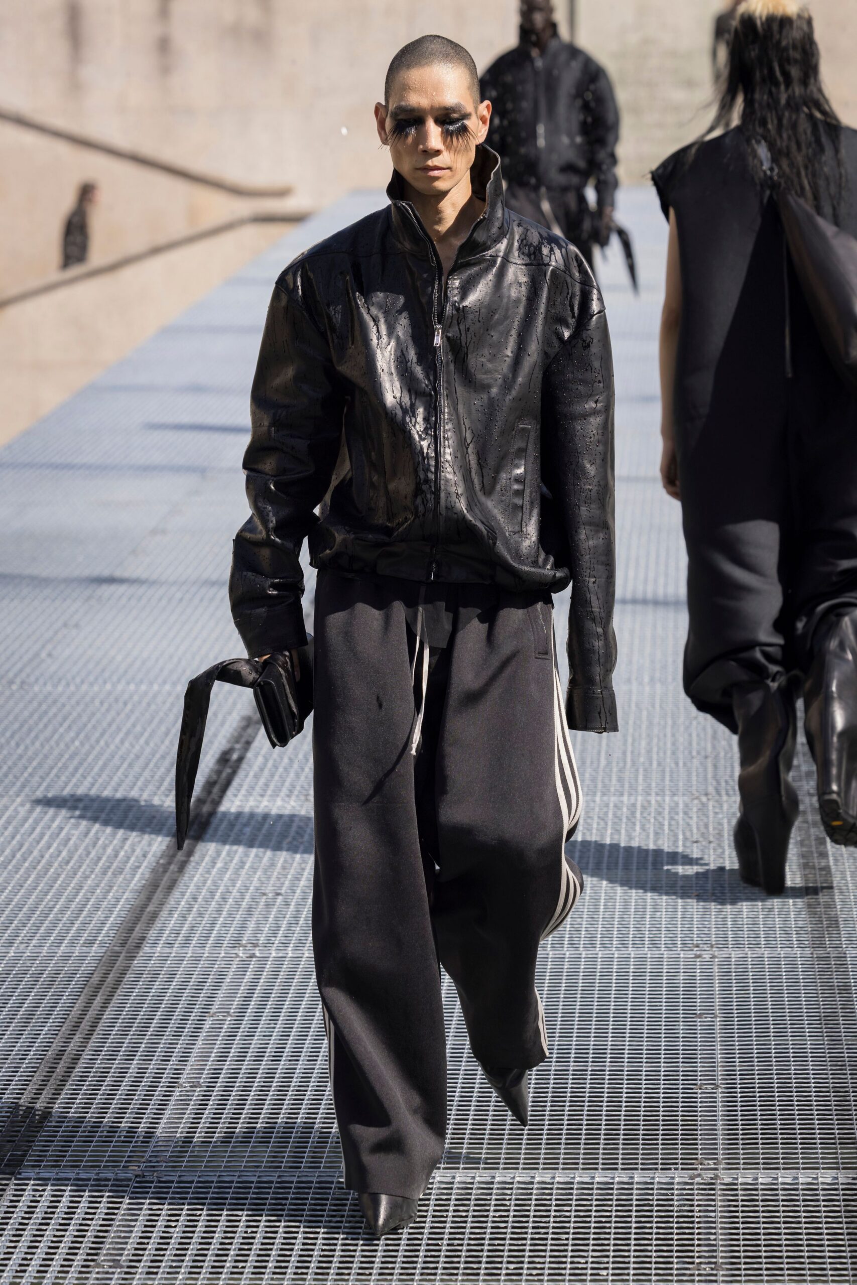 black leather jacket and pants