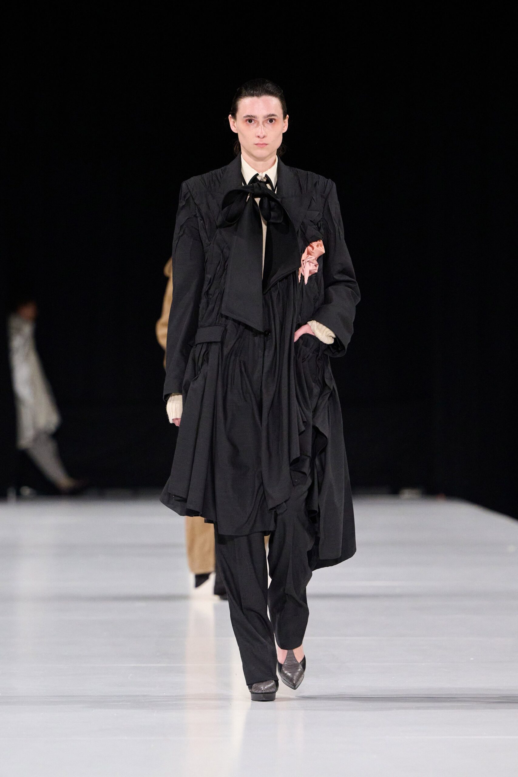 black cotton relaxed straight-leg pants