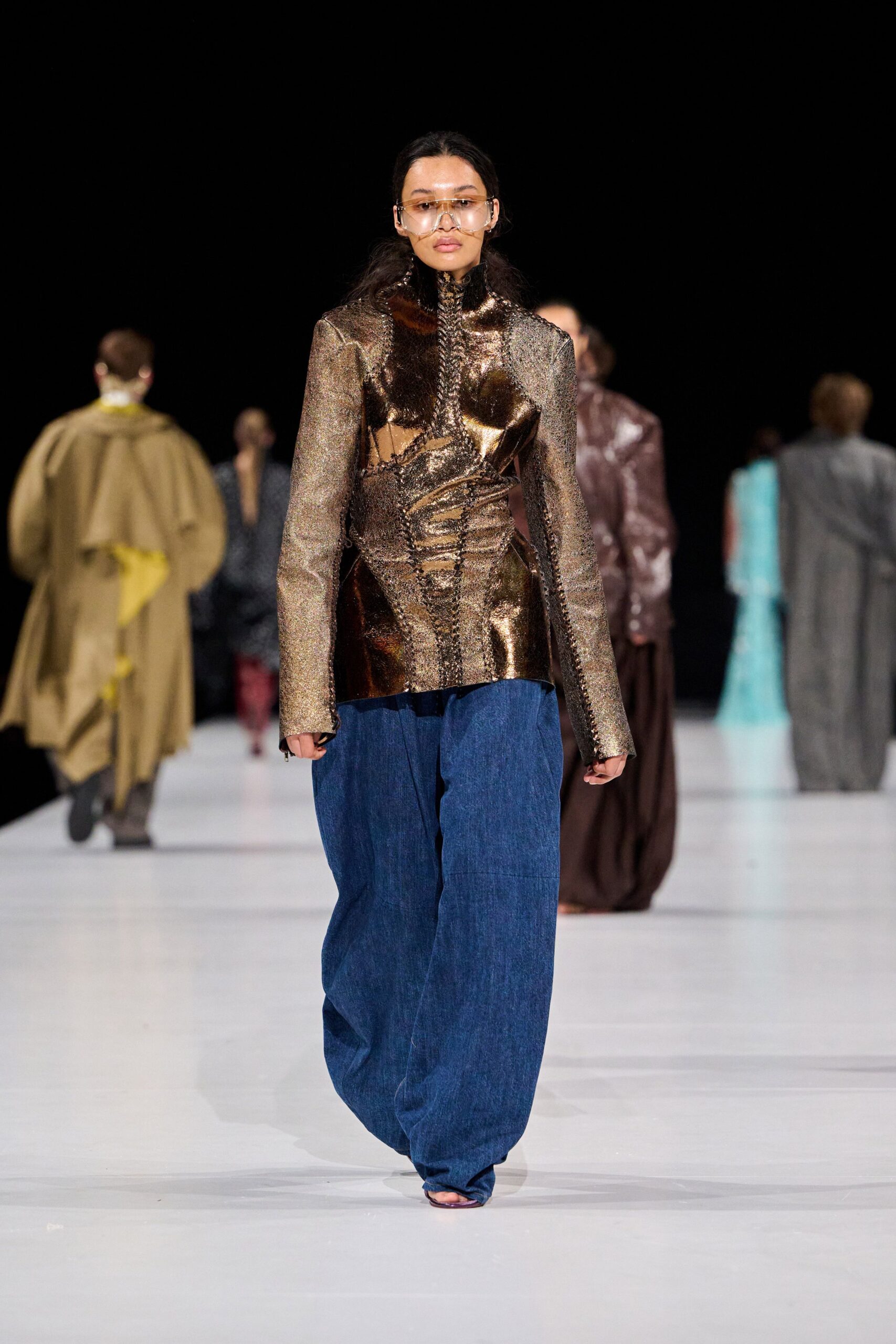blue denim relaxed wide-leg pants