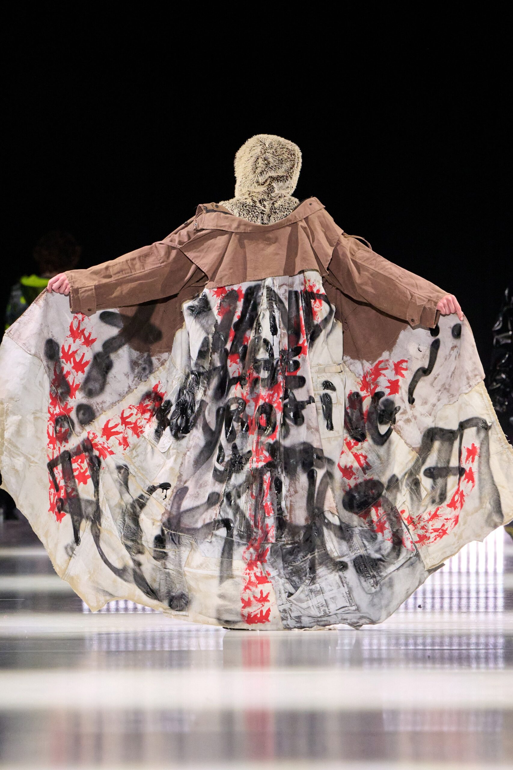 printed layered maxi cape