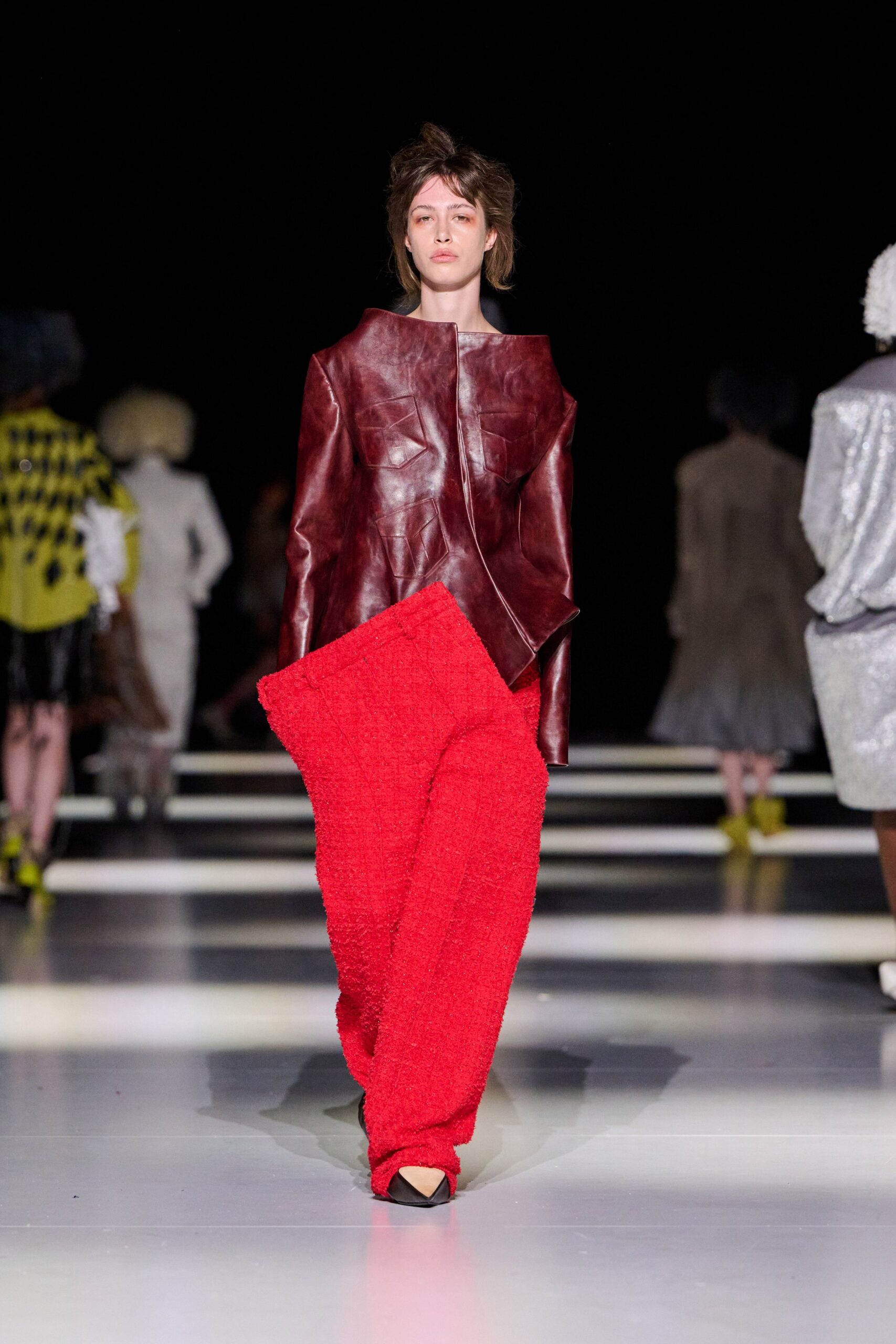 red cotton relaxed wide-leg pants