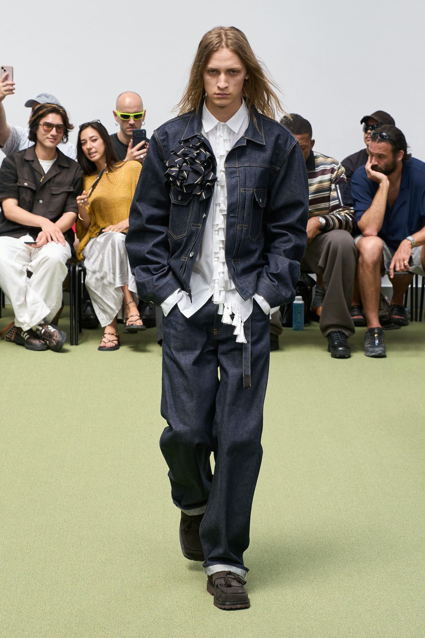 blue denim relaxed straight-leg pants