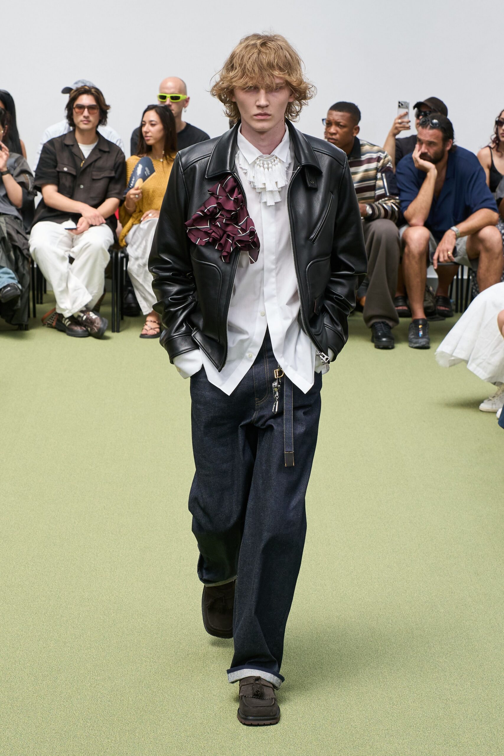blue denim relaxed straight-leg pants
