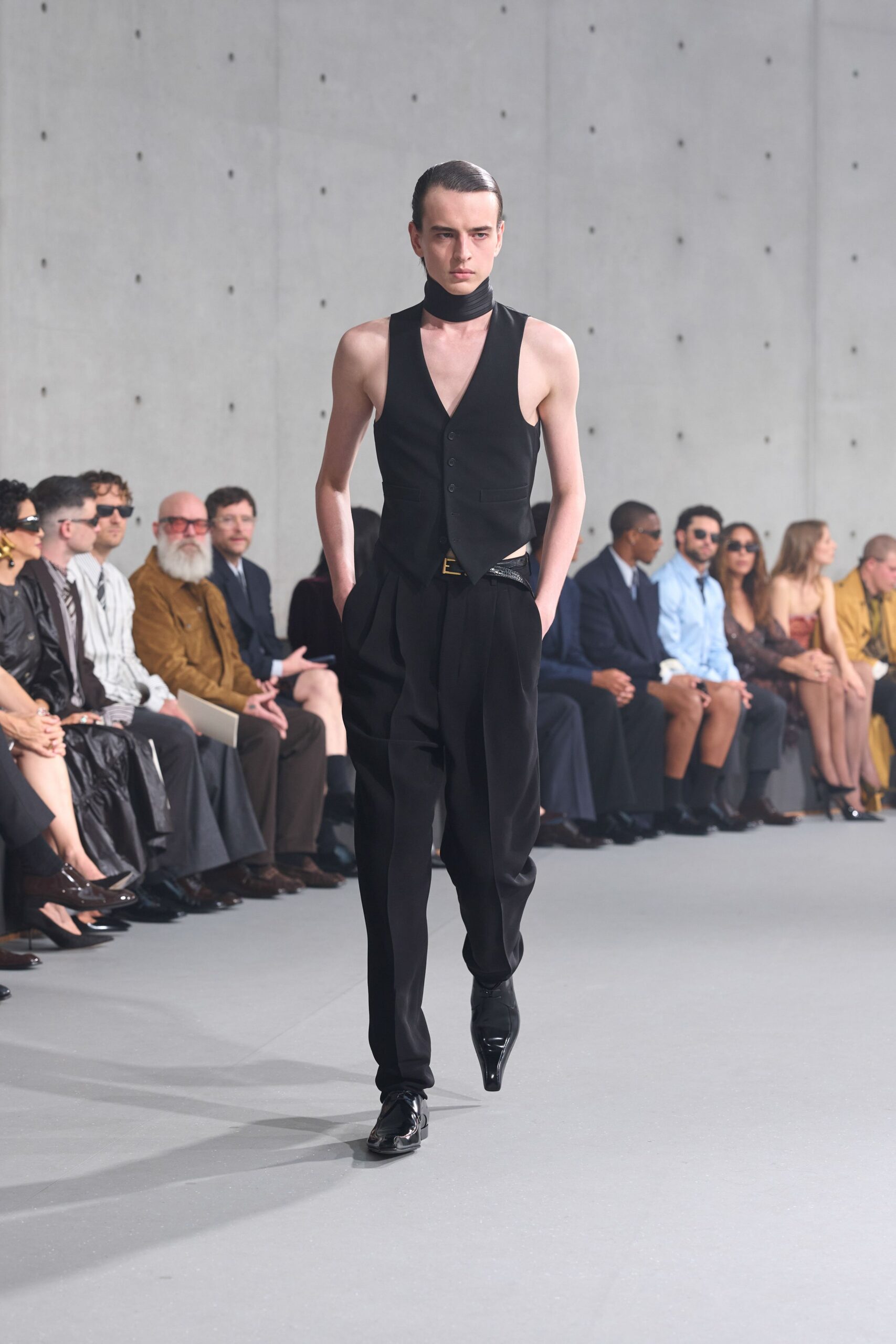 black cotton sleeveless v-neck fitted vest