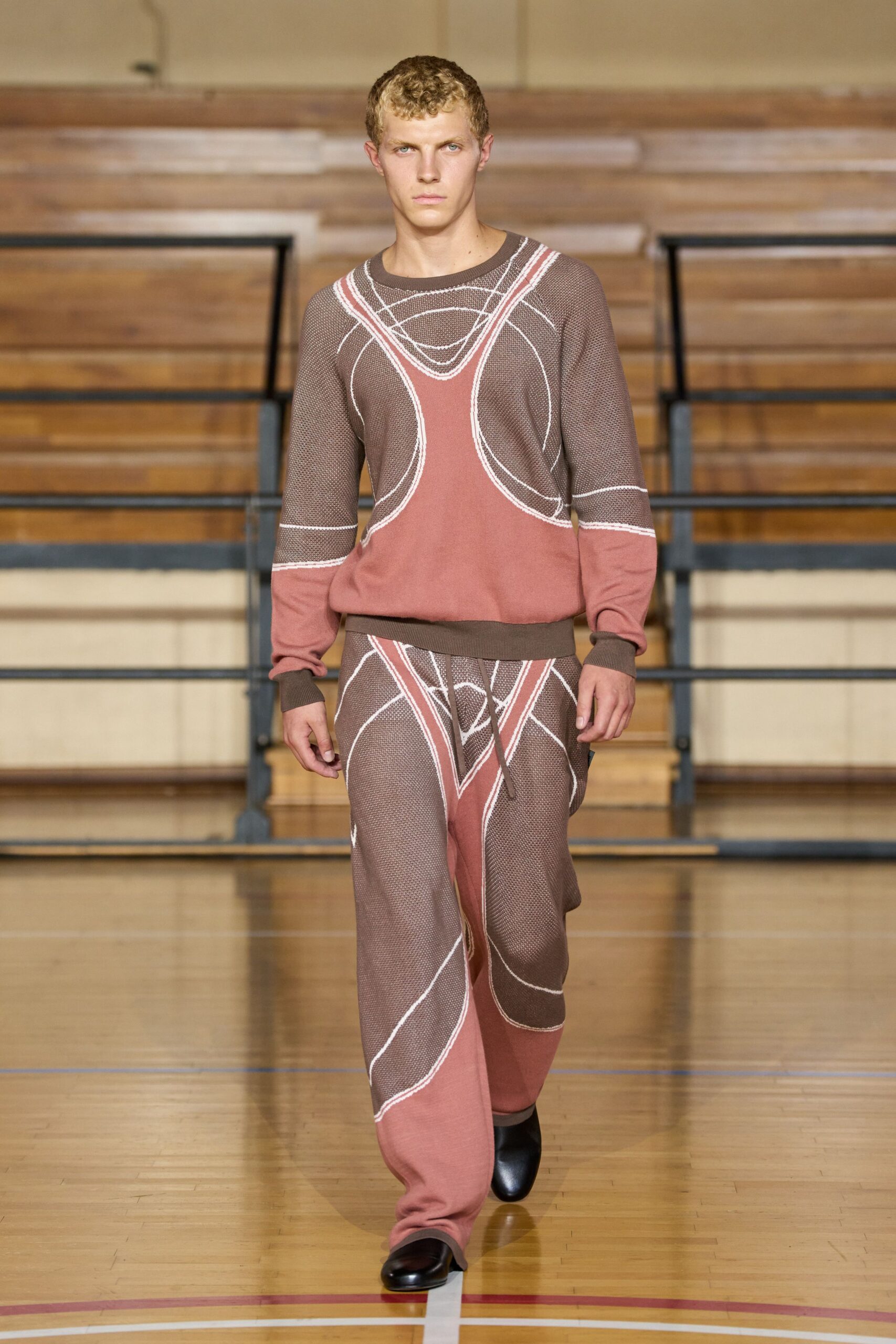 brown cotton fitted embroidered pants