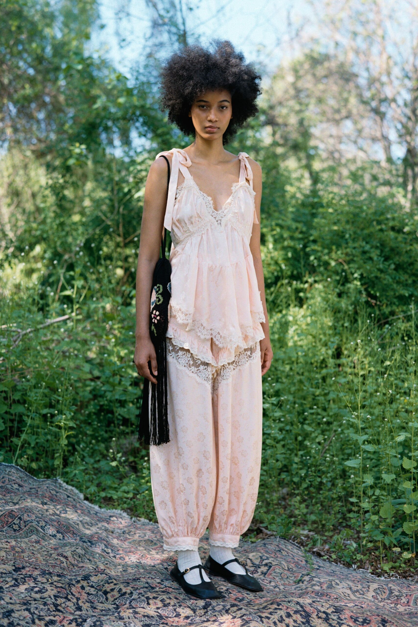 pink cotton sleeveless v-neck relaxed ruffled layered top