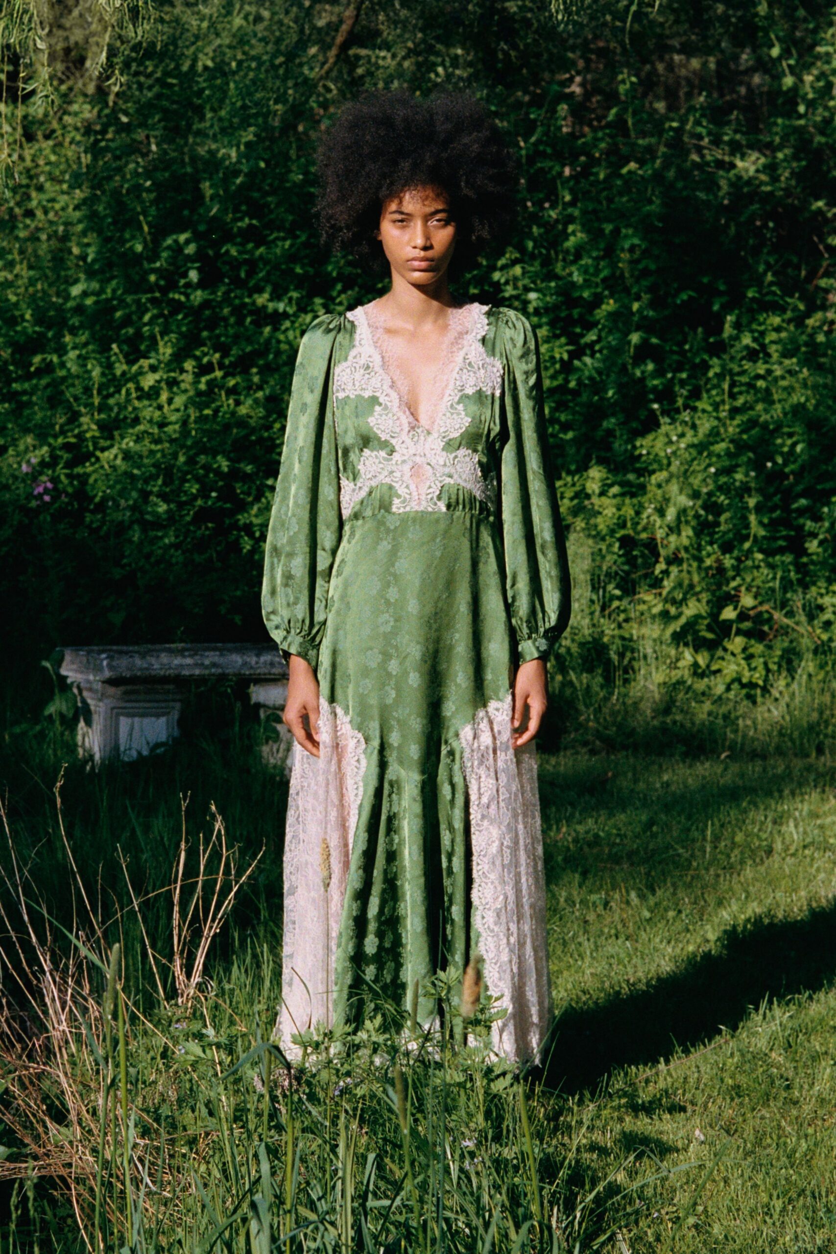 green embroidered maxi dress