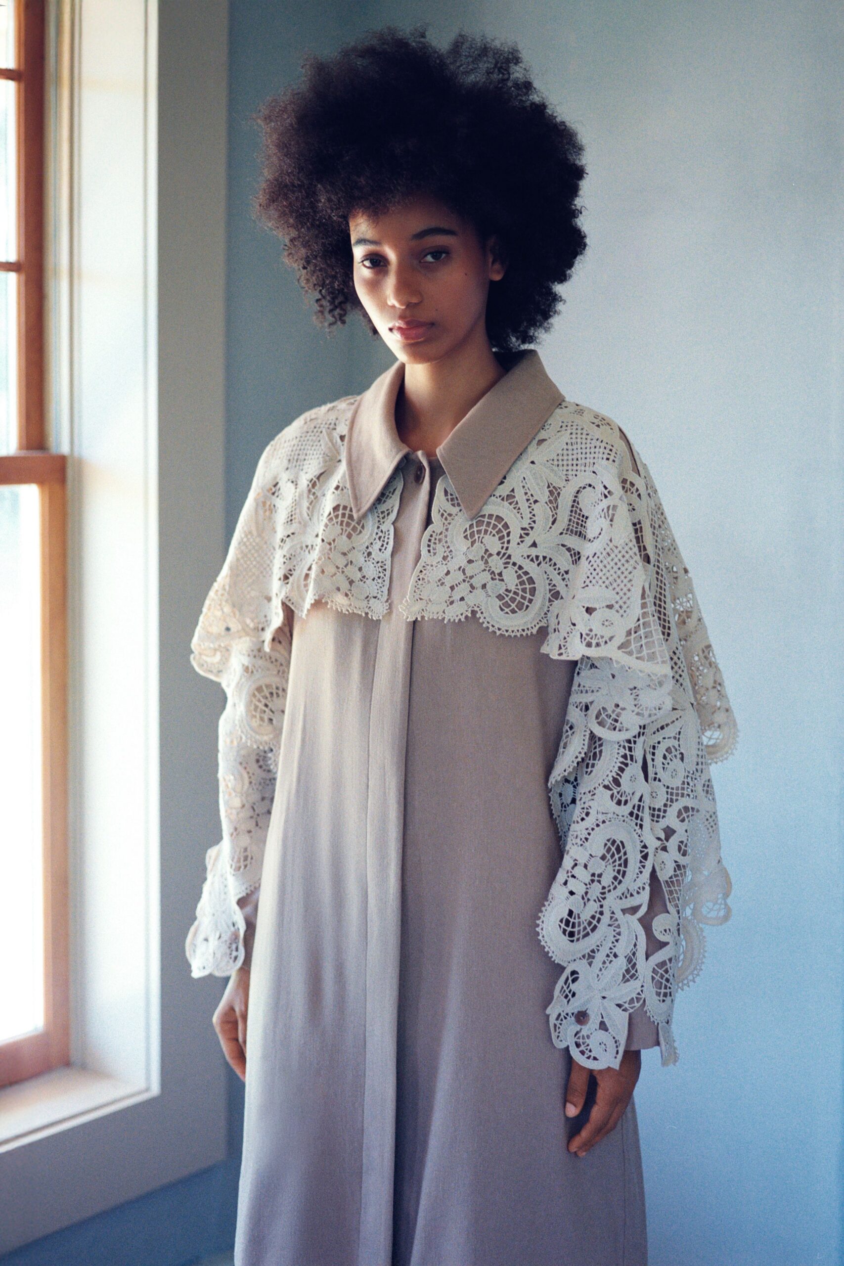 beige relaxed collared dress