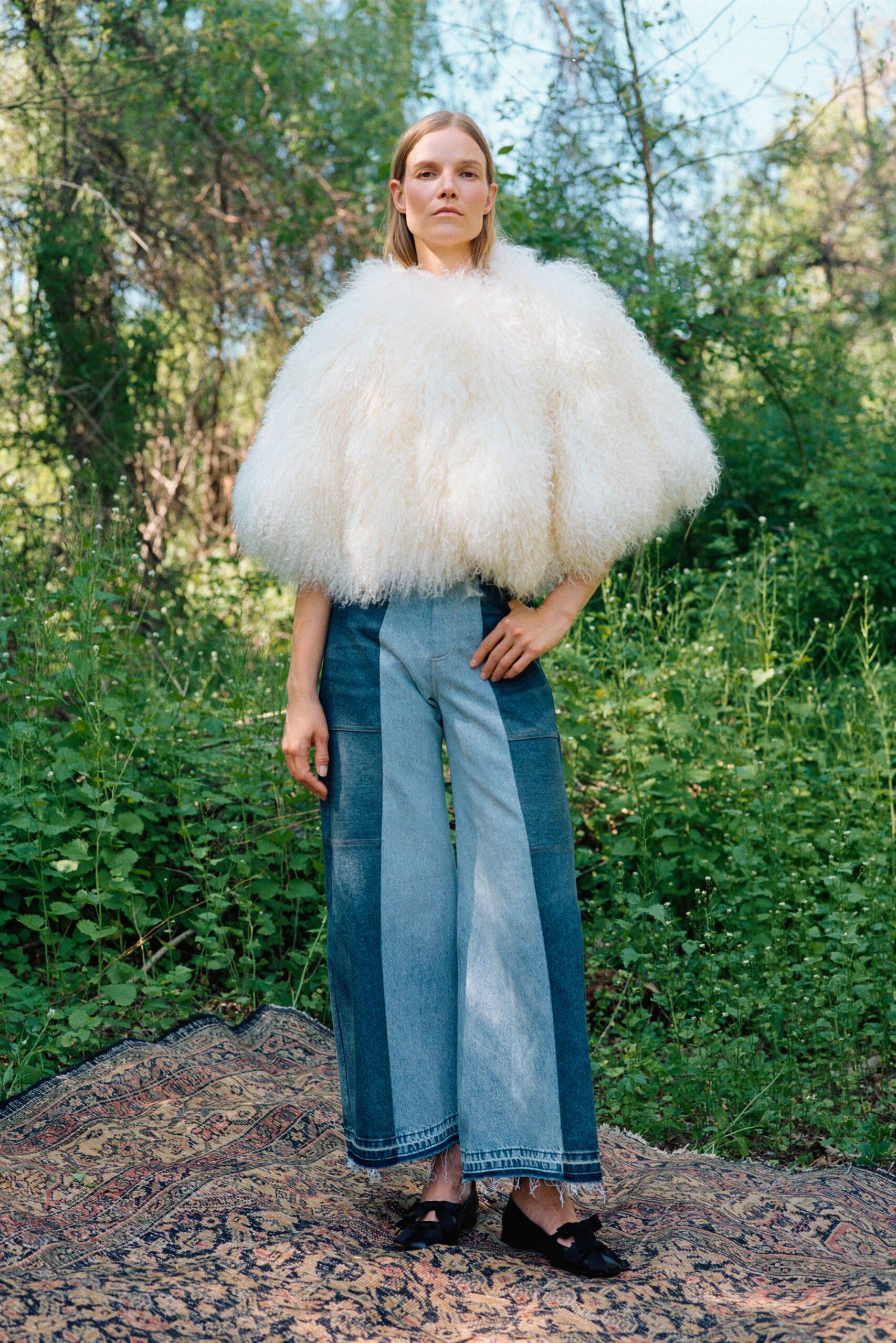 blue denim relaxed wide-leg pants
