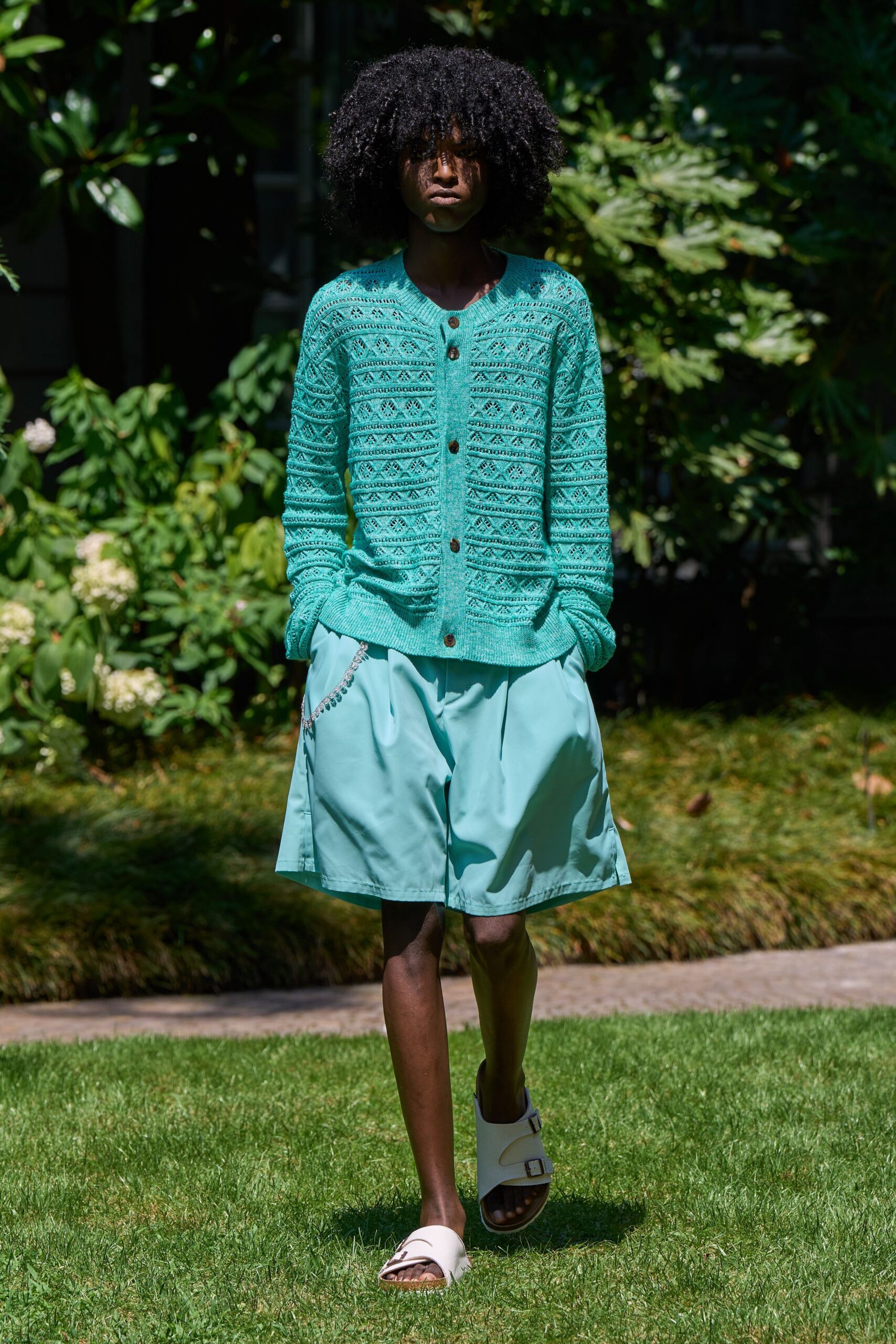 teal cotton relaxed pleated shorts
