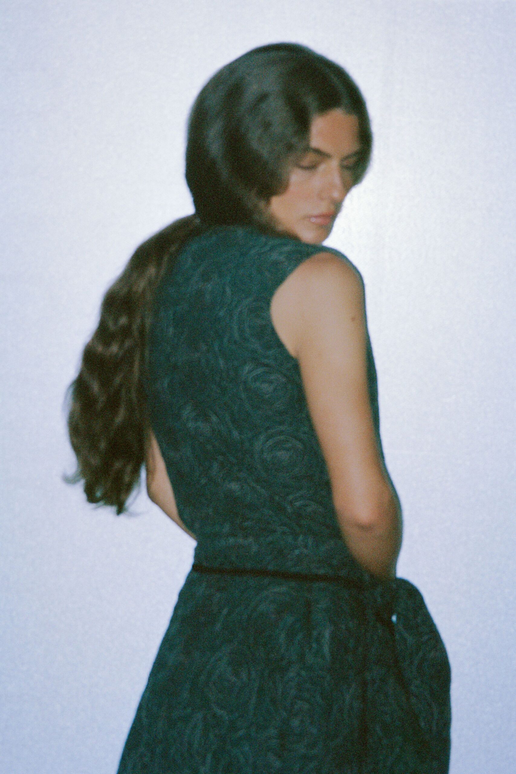 fitted green embroidered dress
