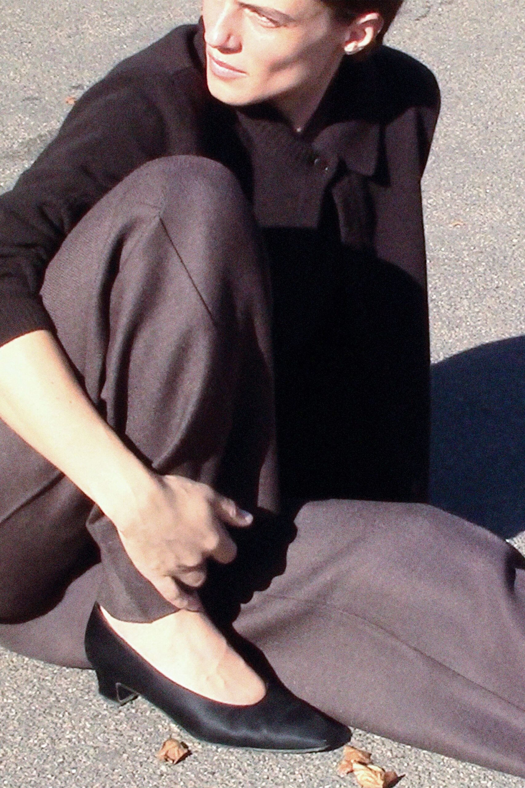 gray wool tailored high-waisted straight-leg pants