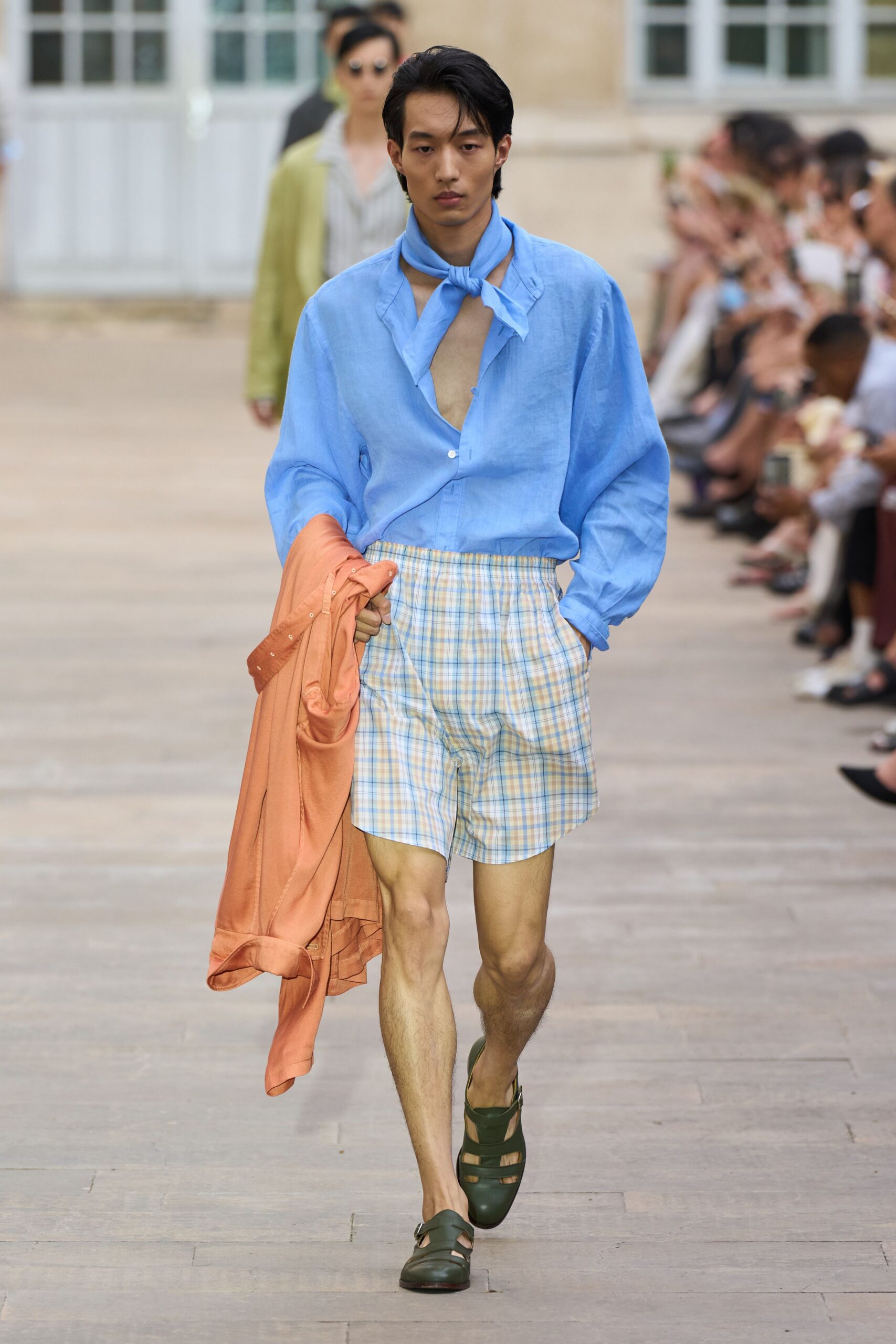 blue cotton shirt with shorts