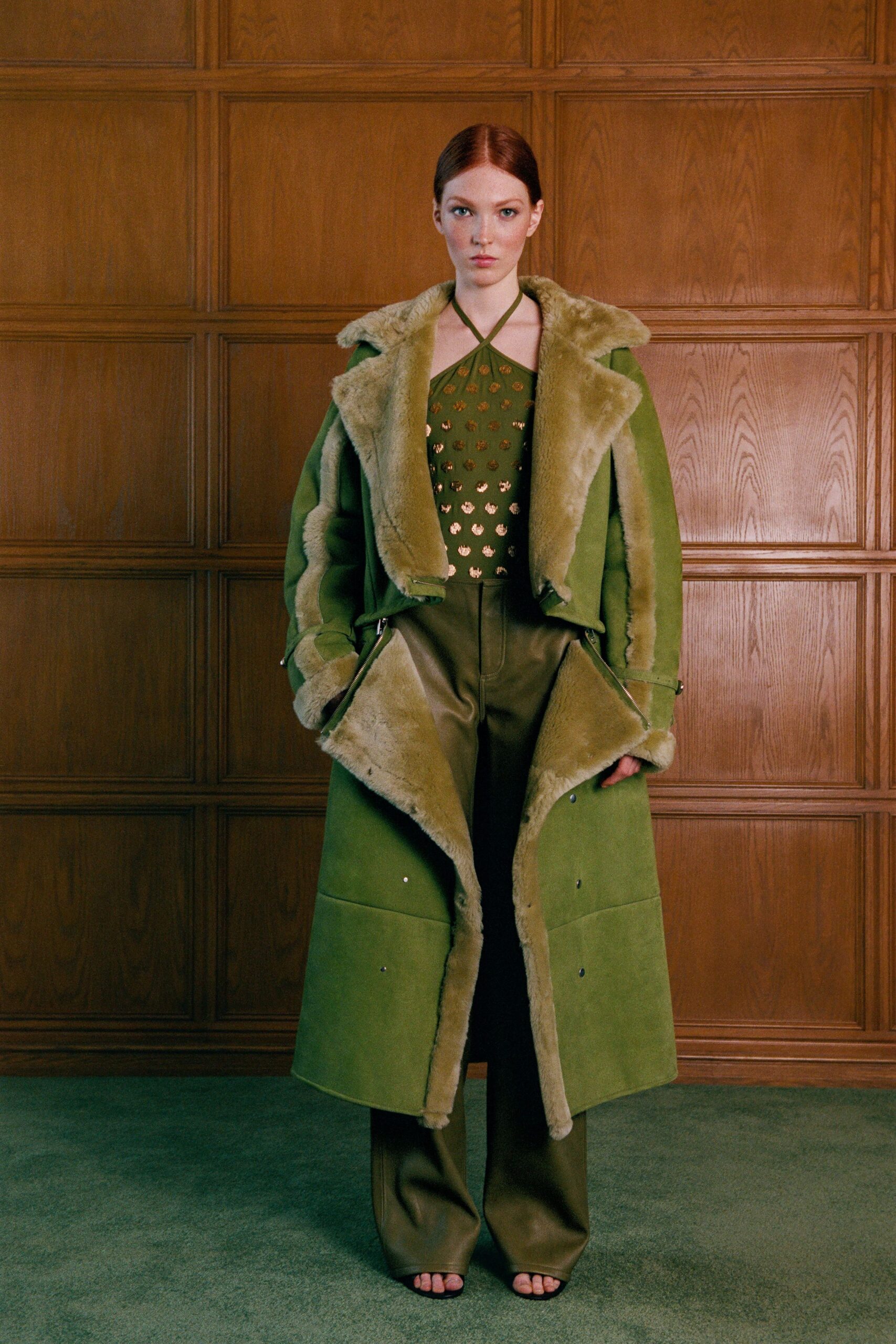 green leather shoes