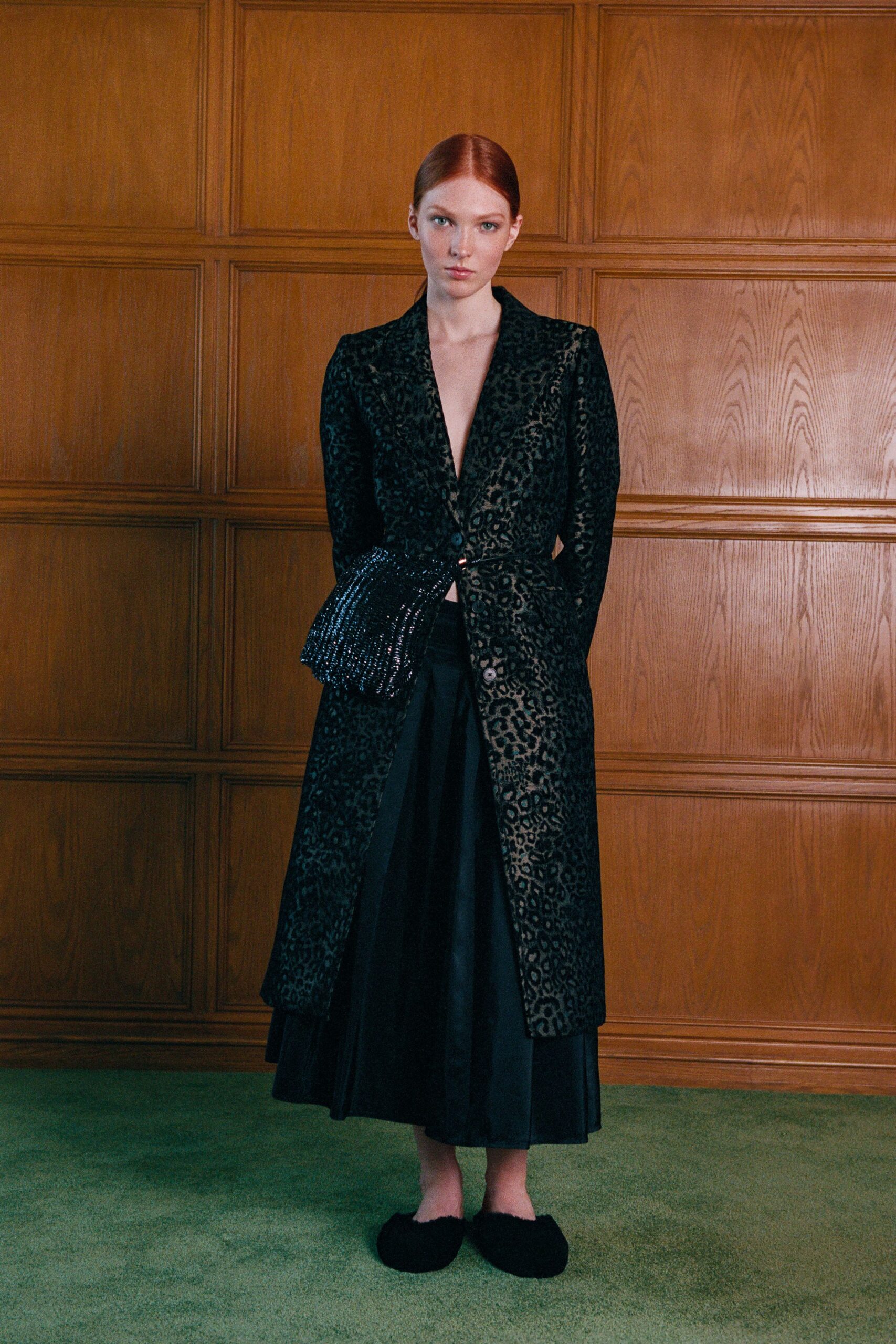 black velvet coat with tiered skirt