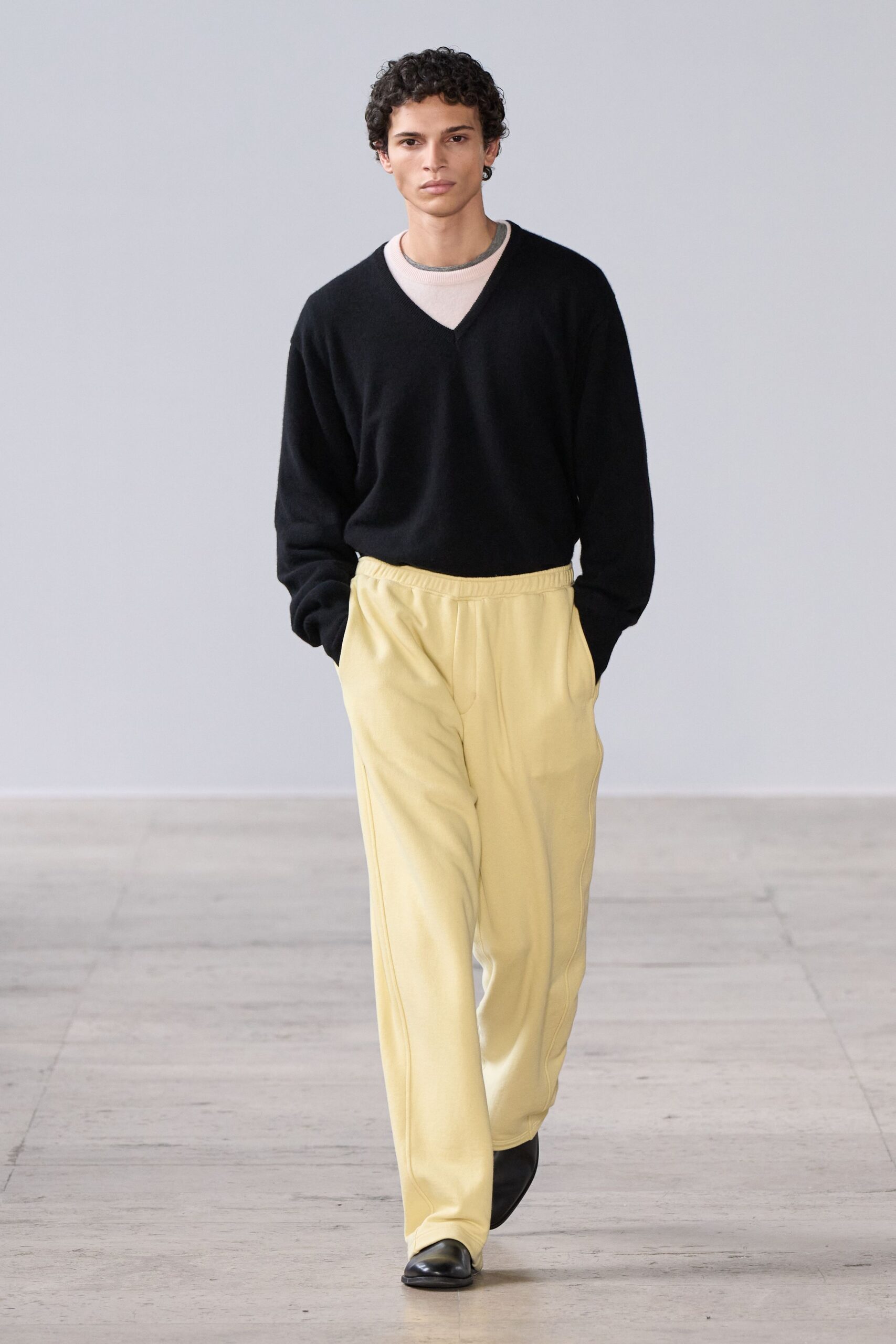 yellow cotton relaxed wide-leg pants