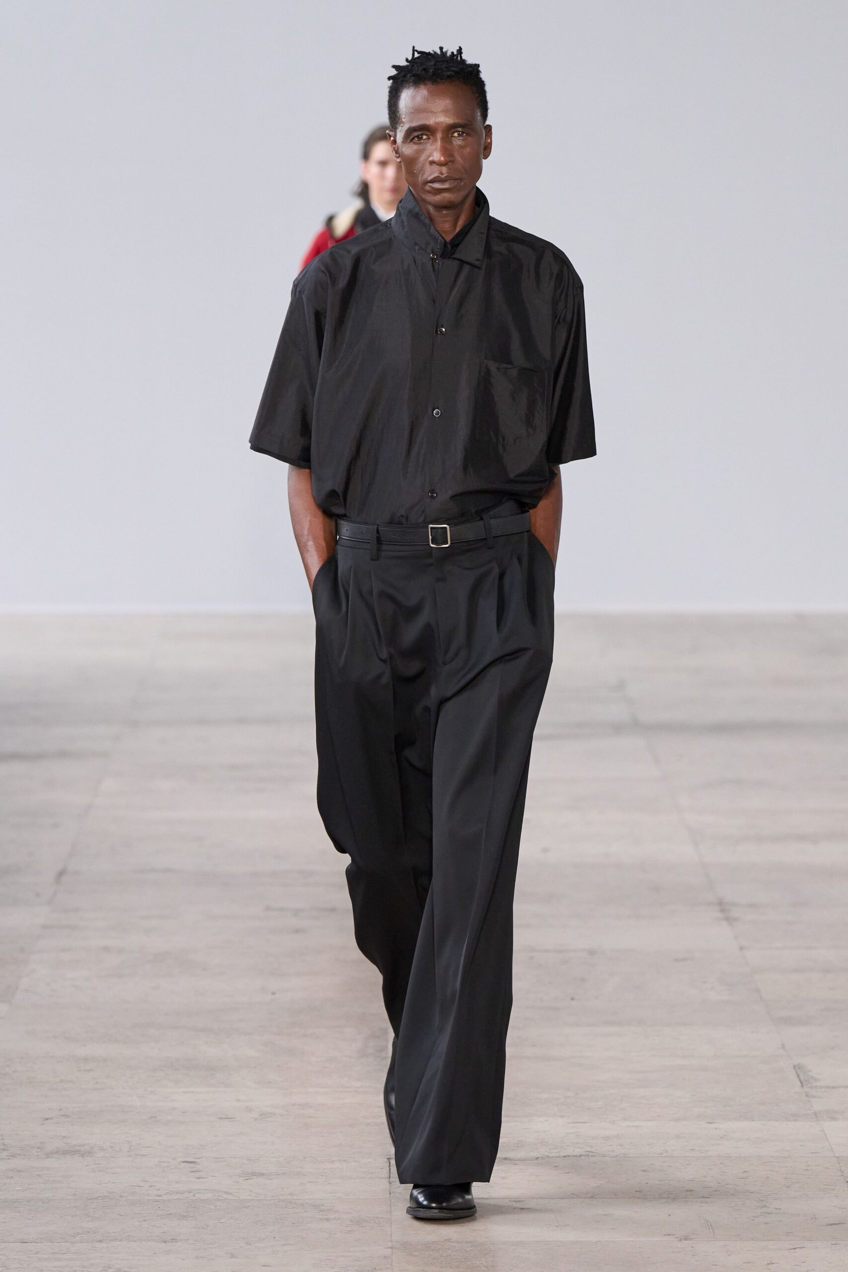 black silk relaxed pleated pants