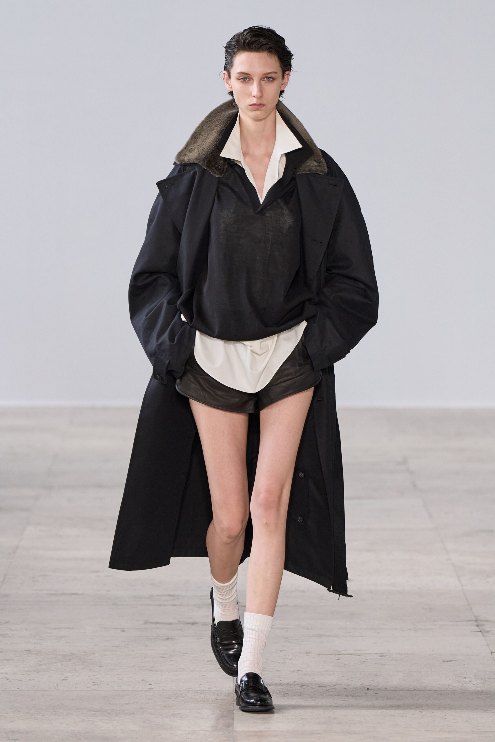 black oversized trench coat
