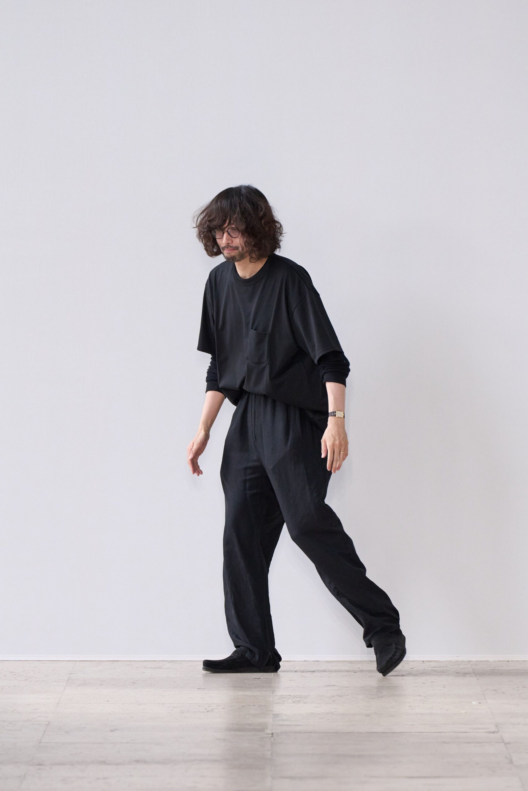 black cotton short-sleeve relaxed top