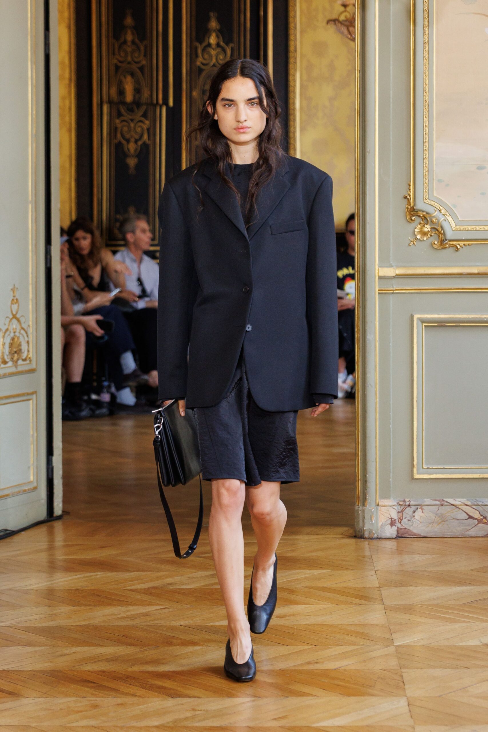 black oversized blazer with shorts
