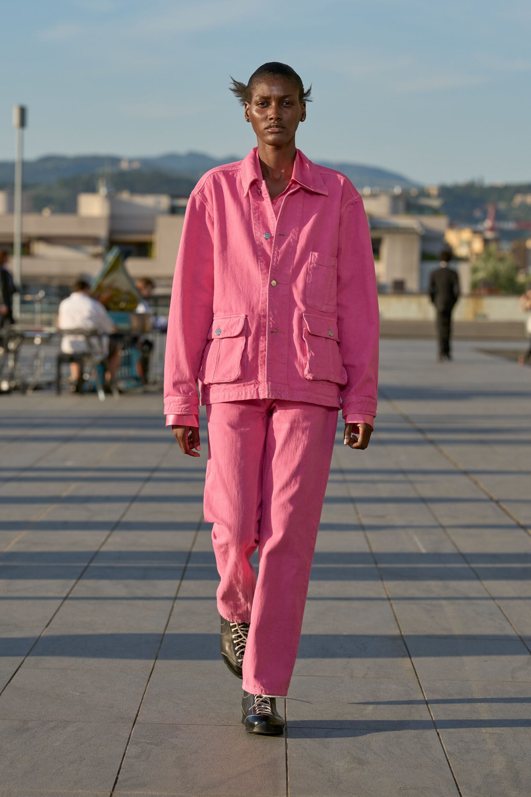 pink cotton jacket and pants