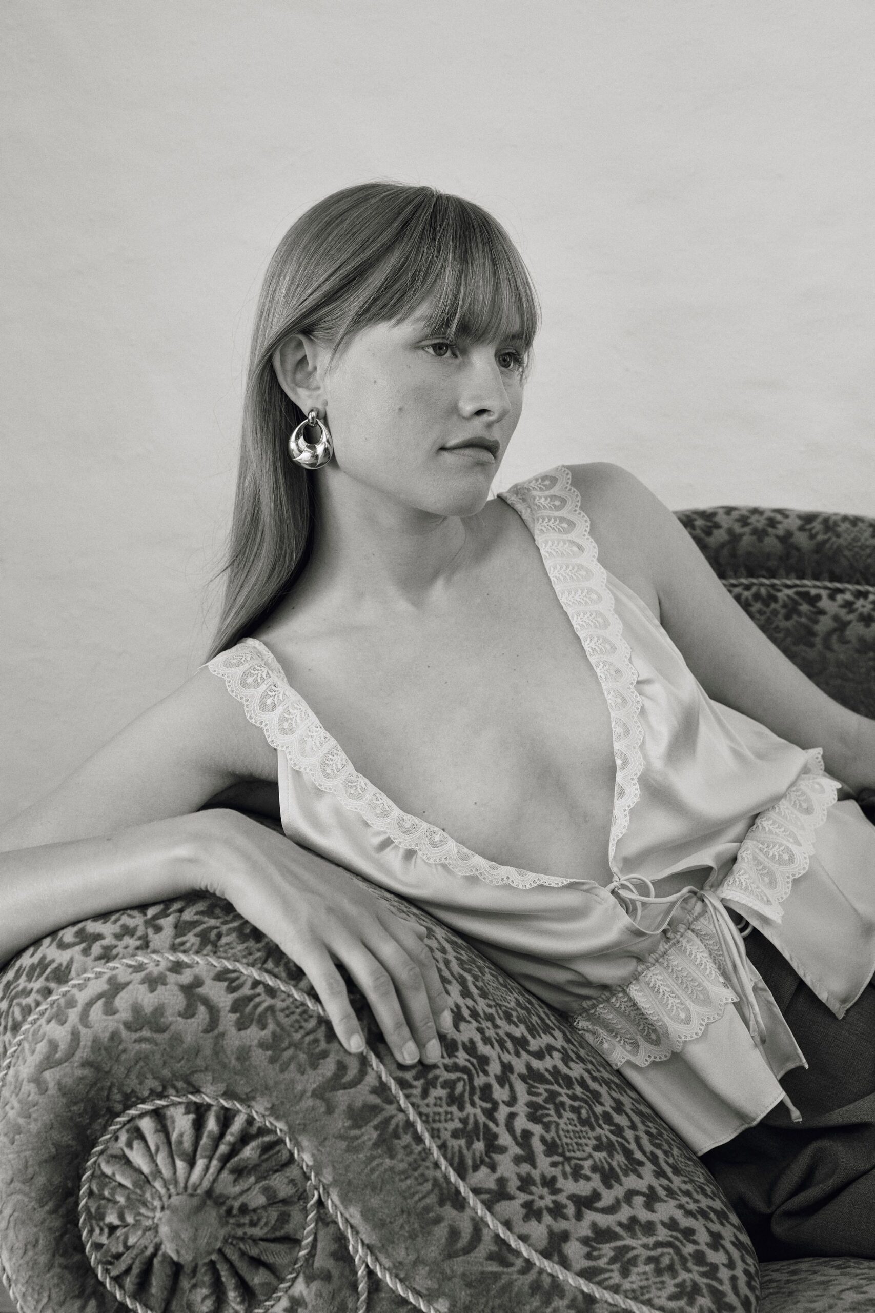 white silk sleeveless top