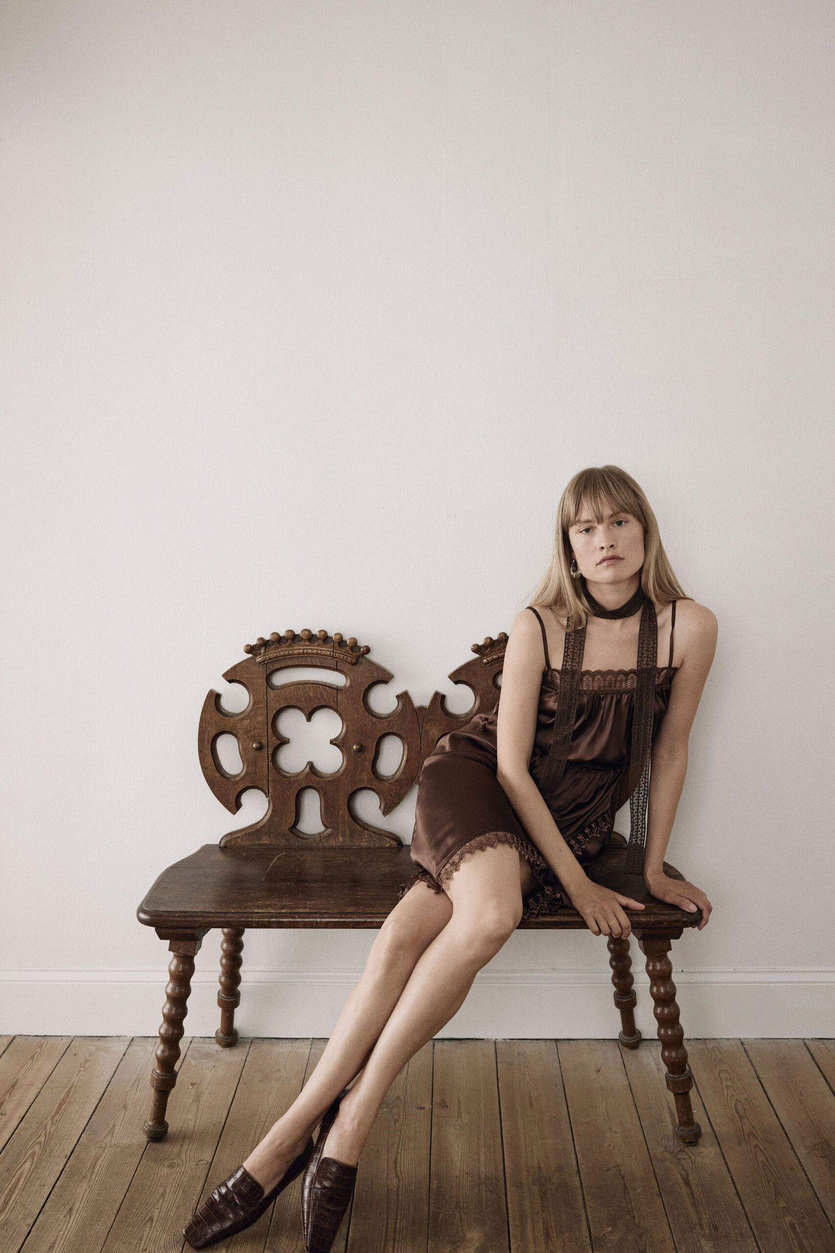brown silk sleeveless v-neck fitted layered mini dress