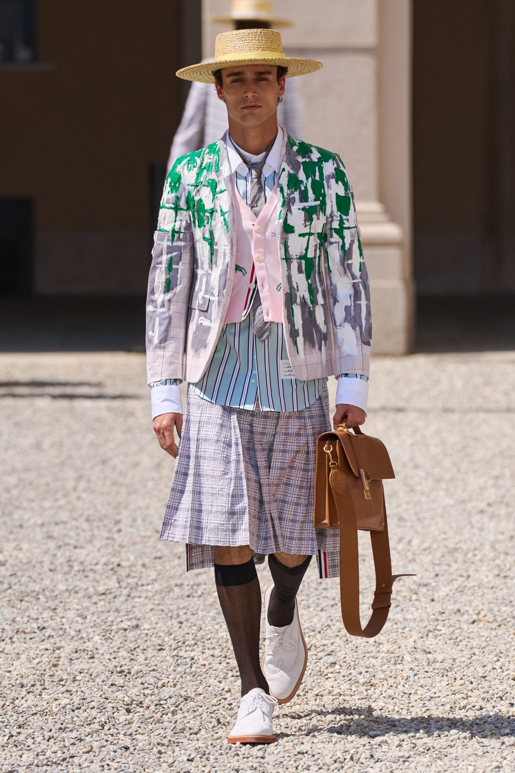 green cotton long-sleeve collared structured printed jacket