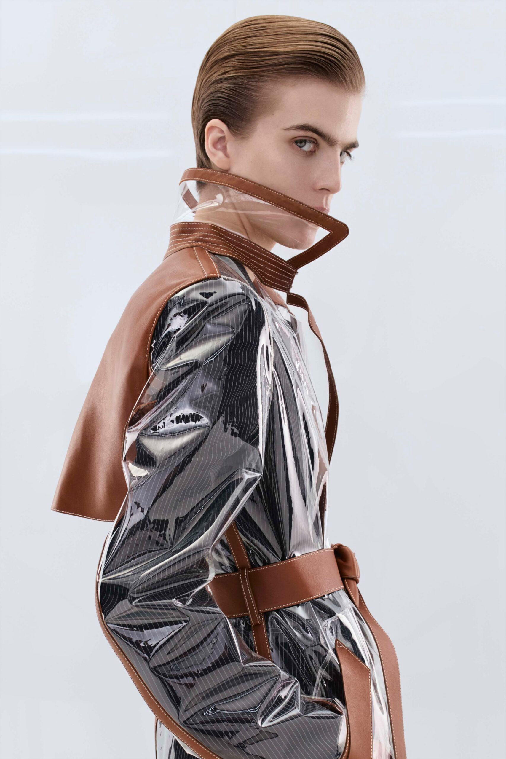 fitted black and brown coat
